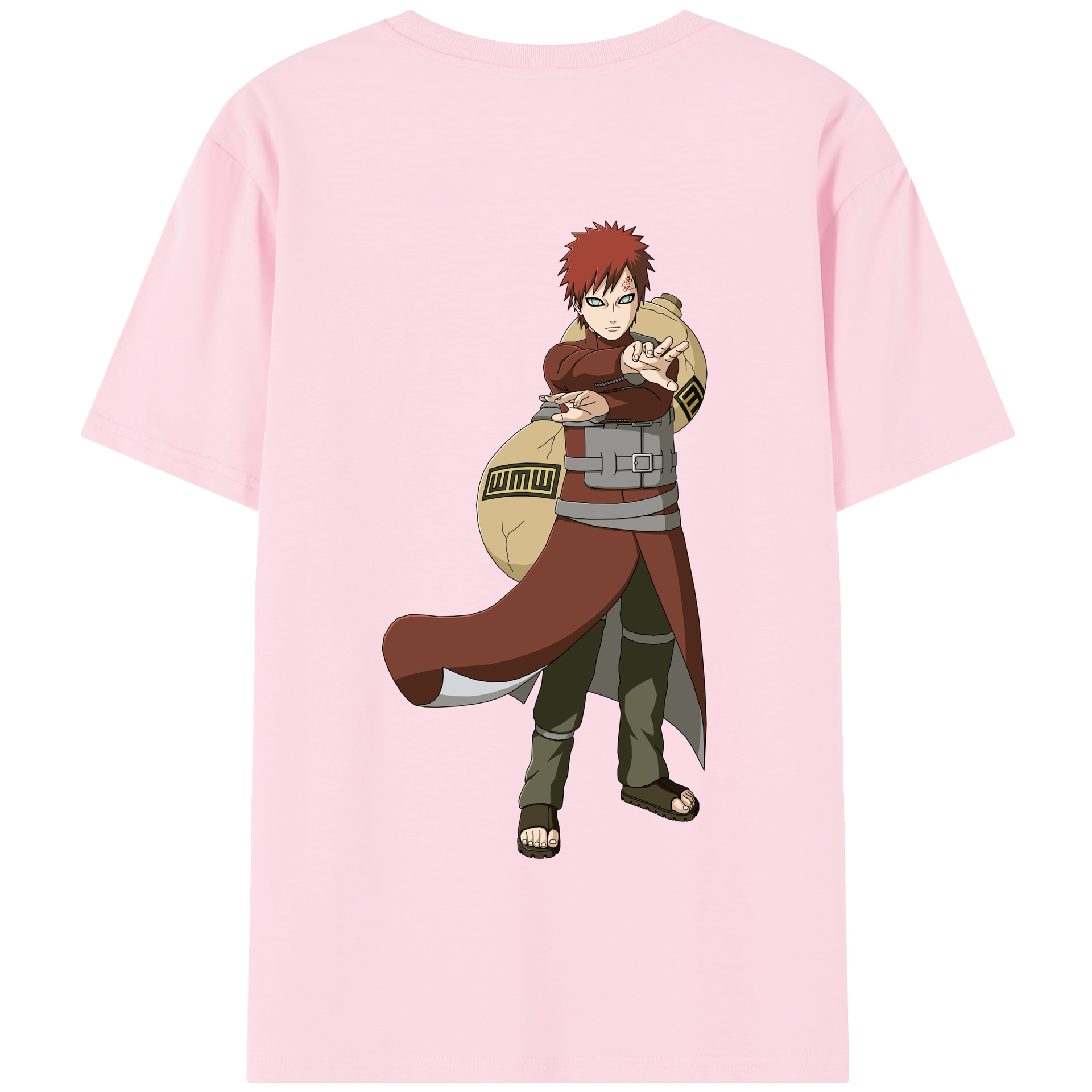 （画像用） NARUTO -ナルト- ガアラ Gaara 綿100％半袖Tシャツ（背面プリント）