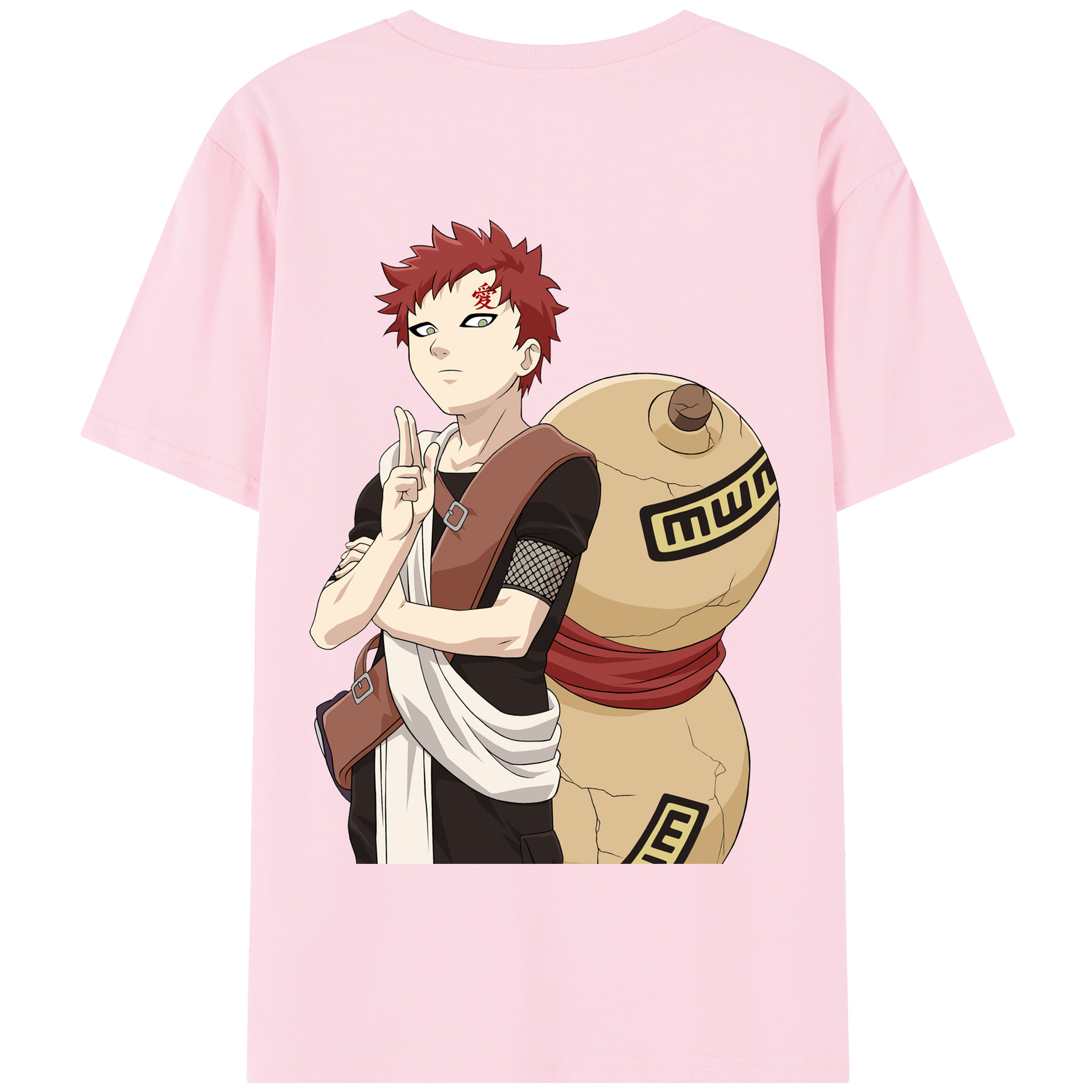 （画像用） NARUTO -ナルト- ガアラ Gaara 綿100％半袖Tシャツ（背面プリント）