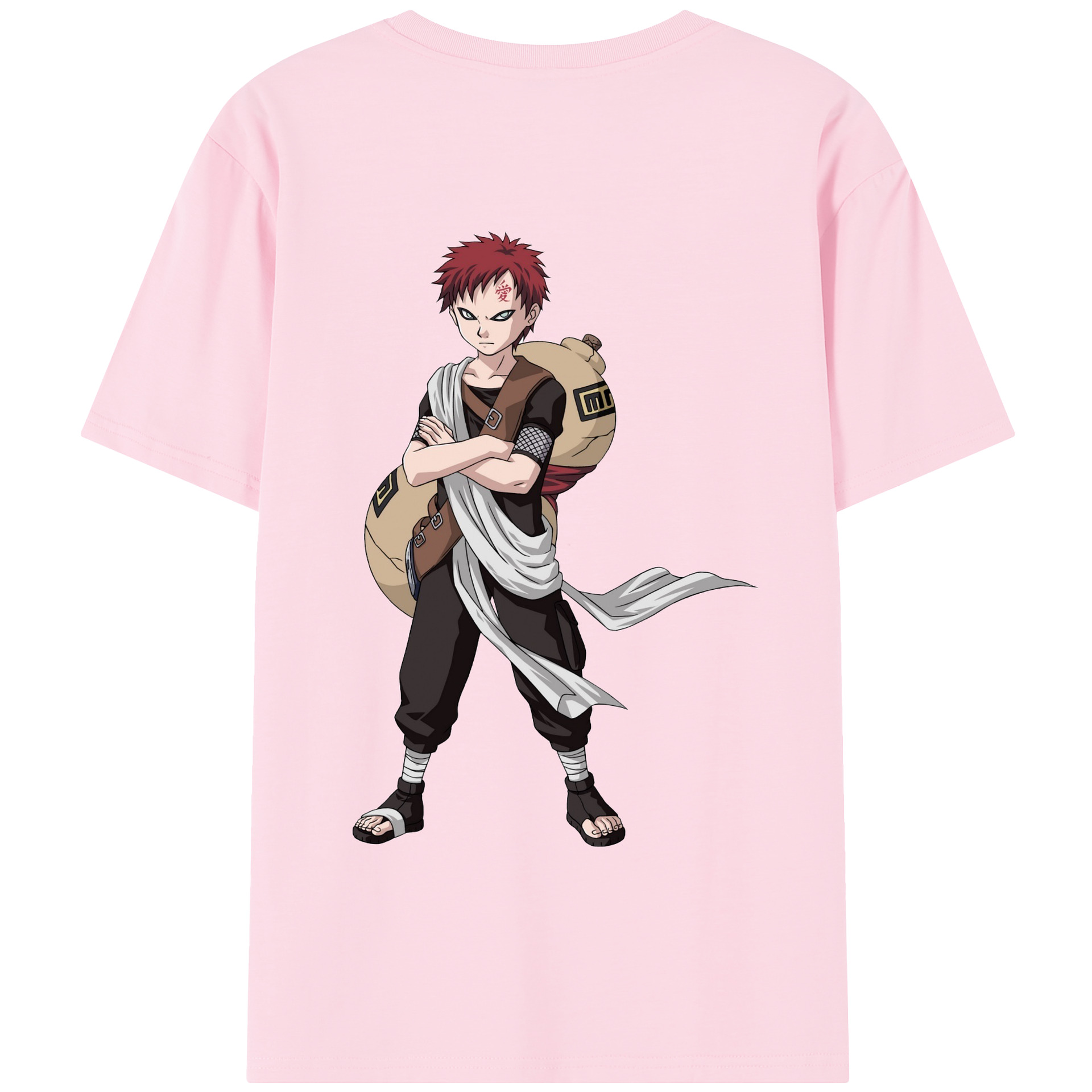 （画像用） NARUTO -ナルト- ガアラ Gaara 綿100％半袖Tシャツ（背面プリント）