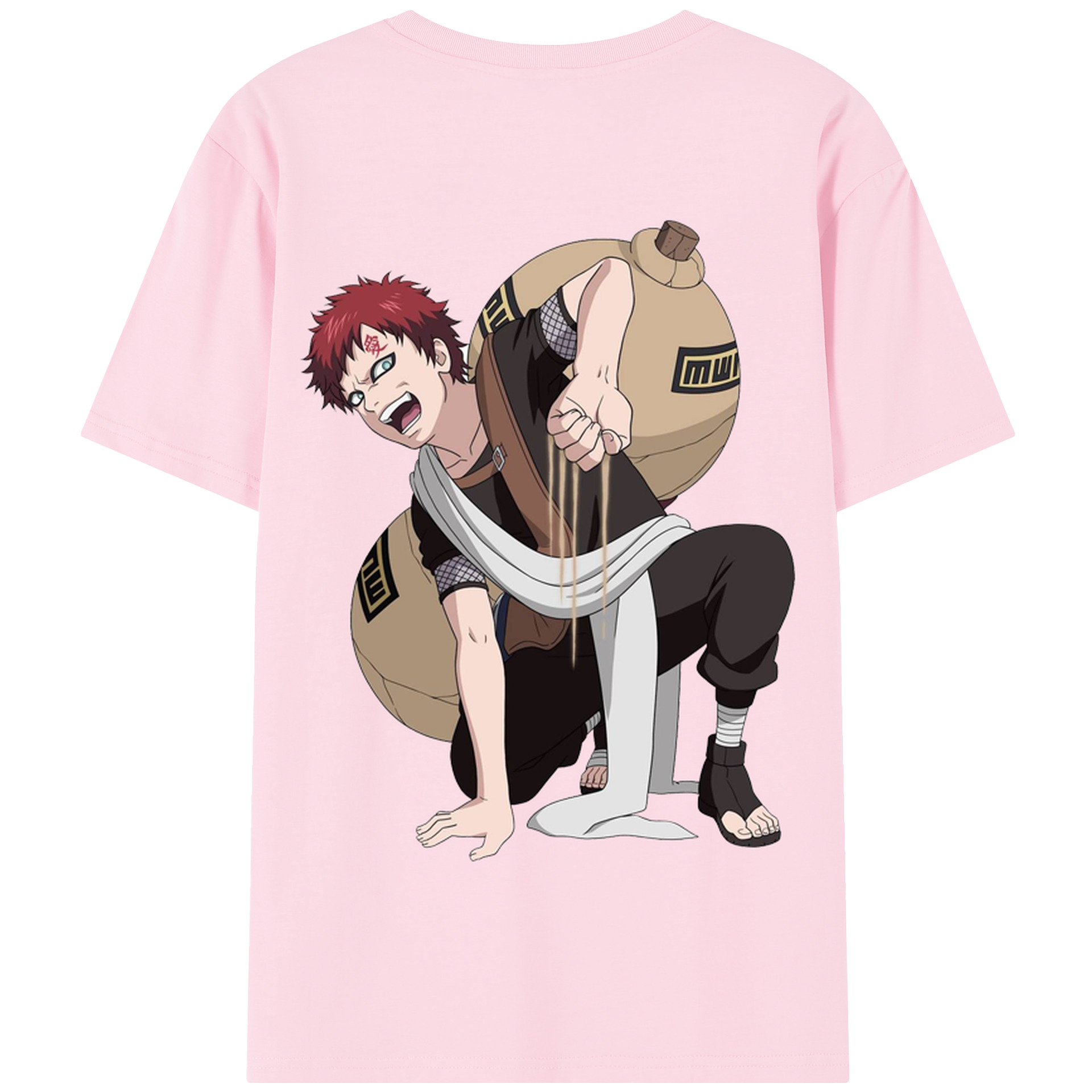 （画像用） NARUTO -ナルト- ガアラ Gaara 綿100％半袖Tシャツ（背面プリント）