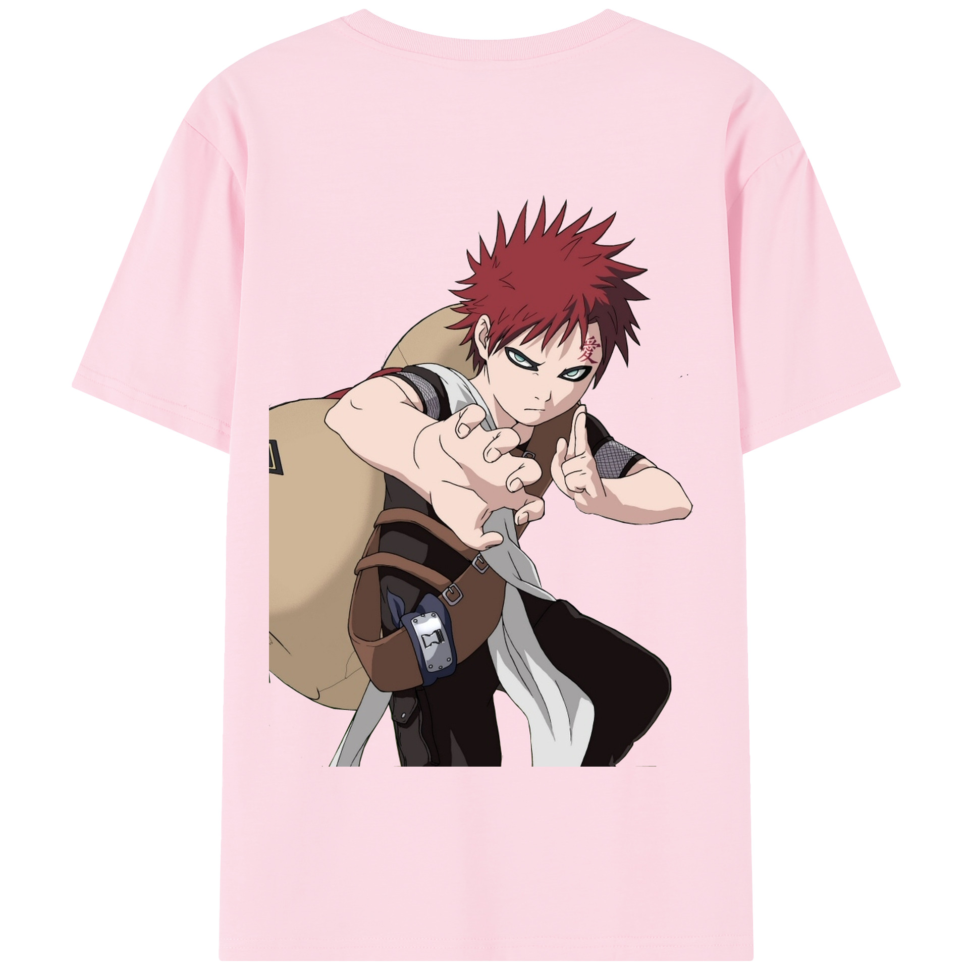 （画像用） NARUTO -ナルト- ガアラ Gaara 綿100％半袖Tシャツ（背面プリント）