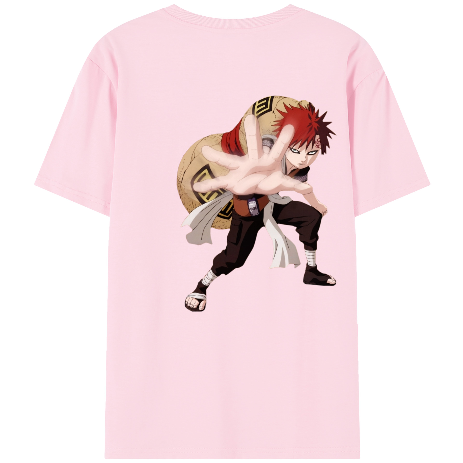 （画像用） NARUTO -ナルト- ガアラ Gaara 綿100％半袖Tシャツ（背面プリント）