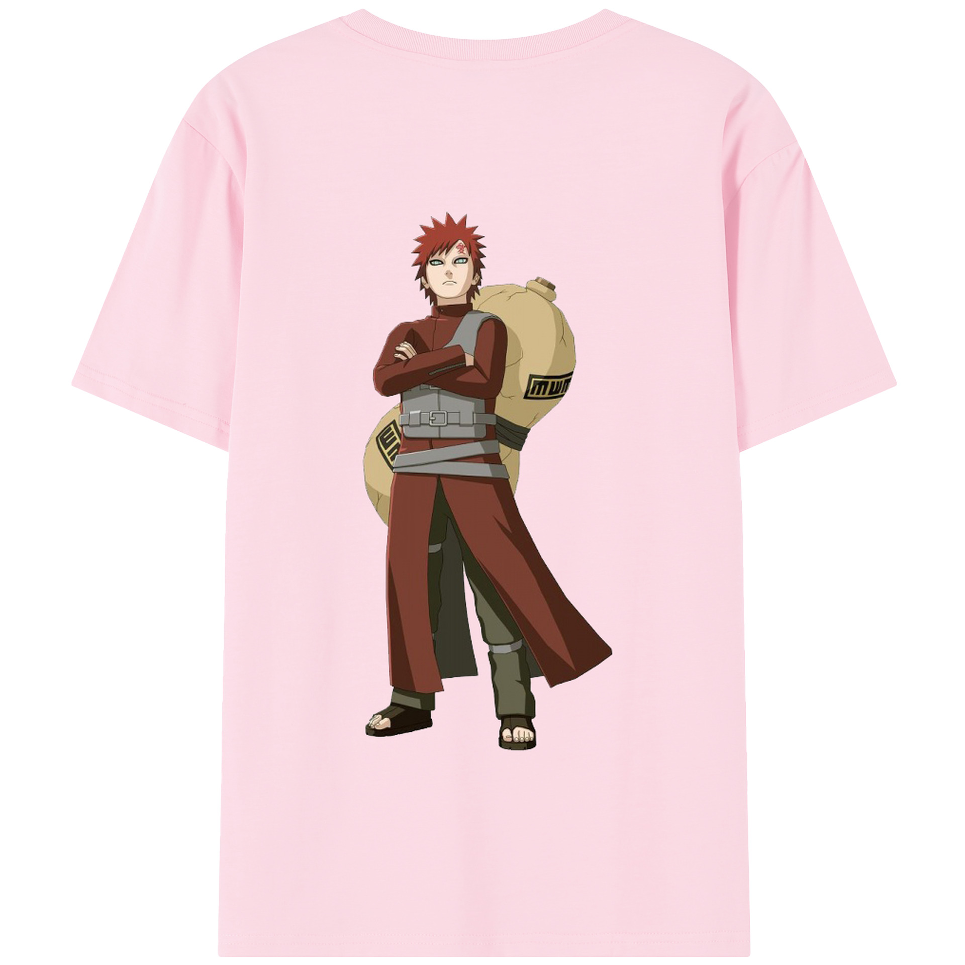 （画像用） NARUTO -ナルト- ガアラ Gaara 綿100％半袖Tシャツ（背面プリント）