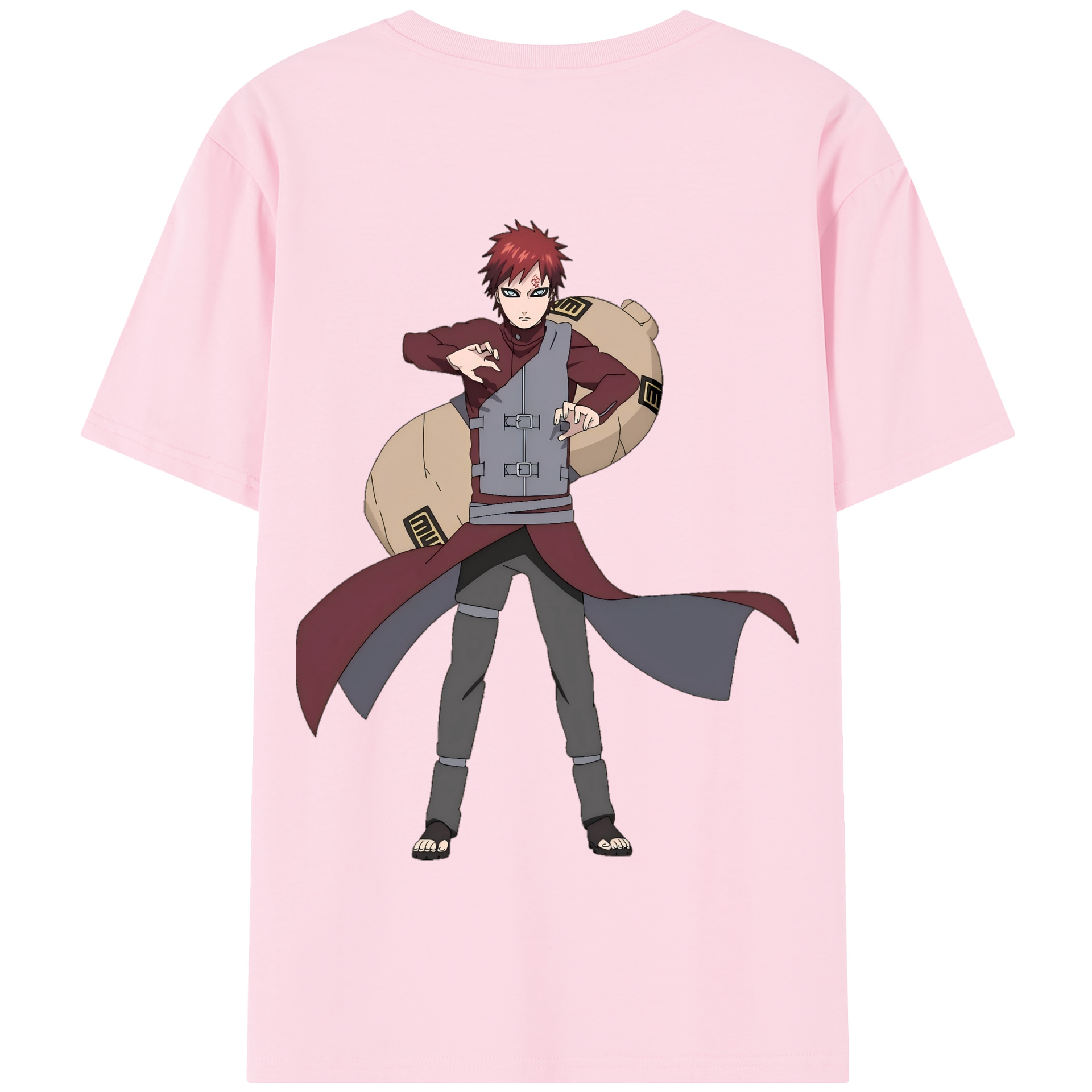 （画像用） NARUTO -ナルト- ガアラ Gaara 綿100％半袖Tシャツ（背面プリント）