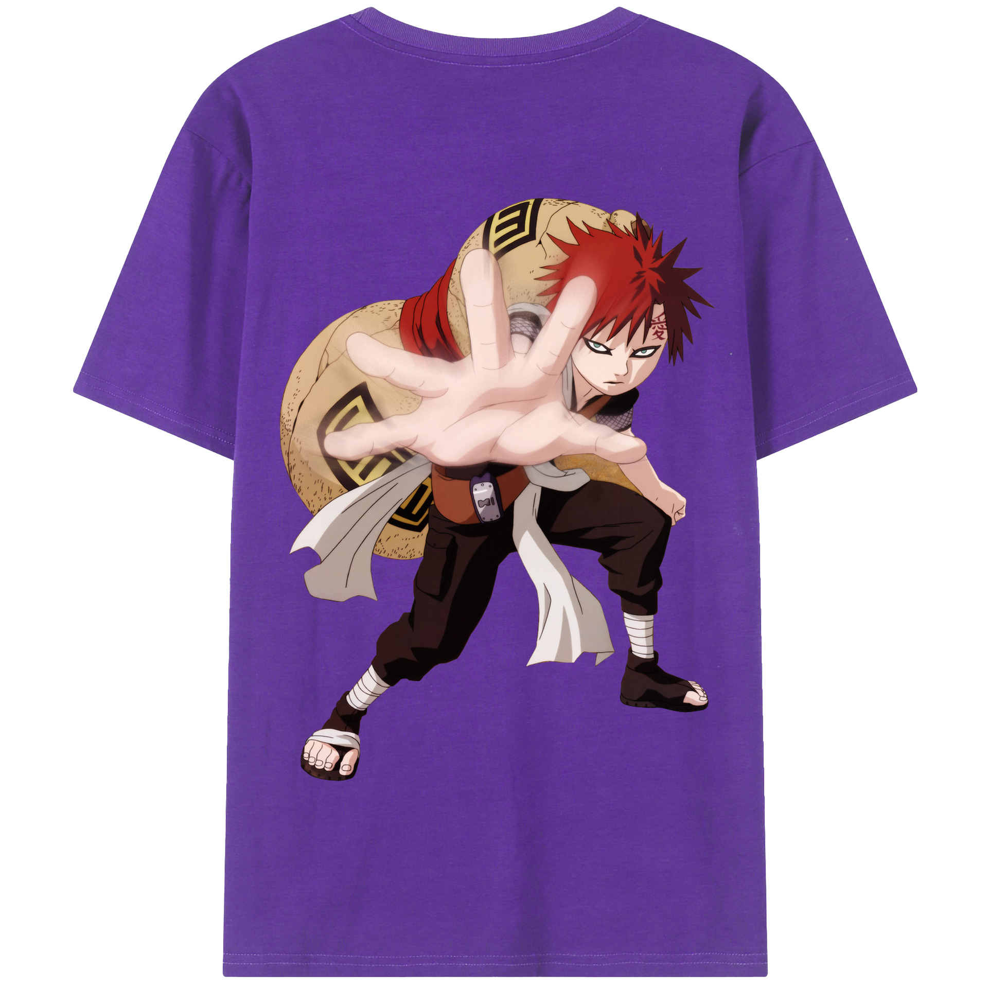 （画像用） NARUTO -ナルト- ガアラ Gaara 綿100％半袖Tシャツ（背面プリント）