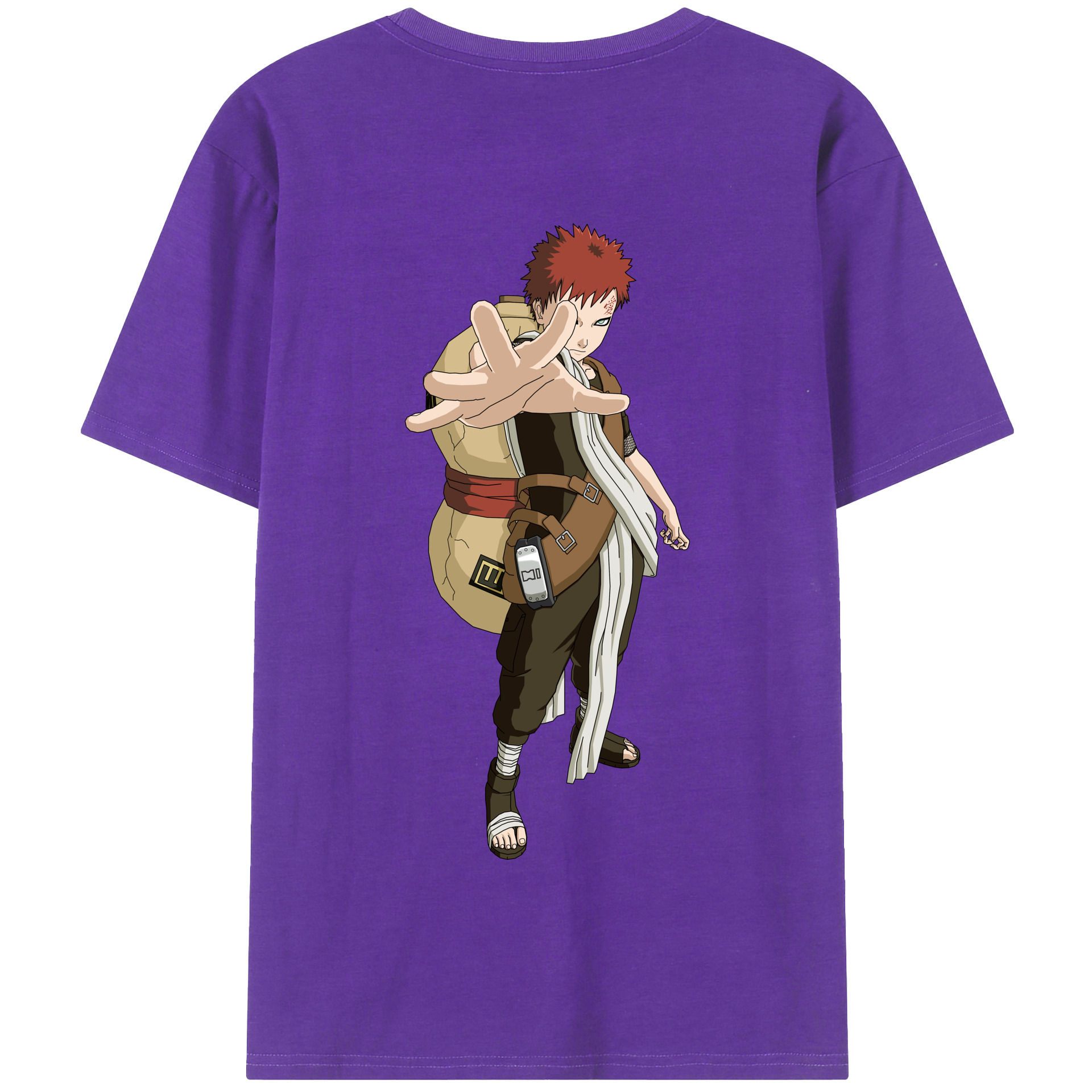（画像用） NARUTO -ナルト- ガアラ Gaara 綿100％半袖Tシャツ（背面プリント）