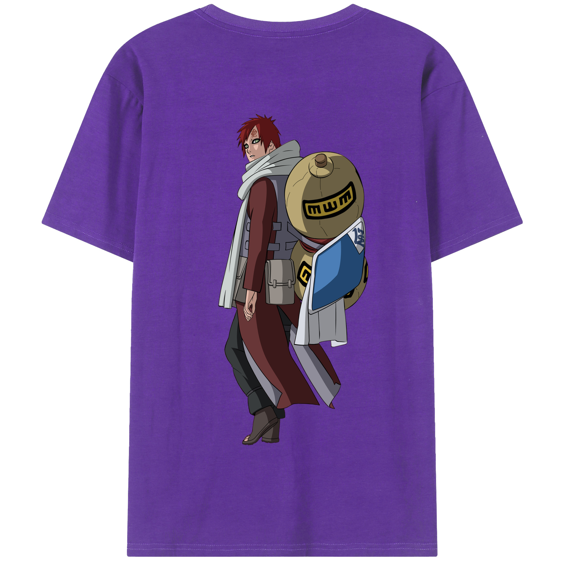 （画像用） NARUTO -ナルト- ガアラ Gaara 綿100％半袖Tシャツ（背面プリント）