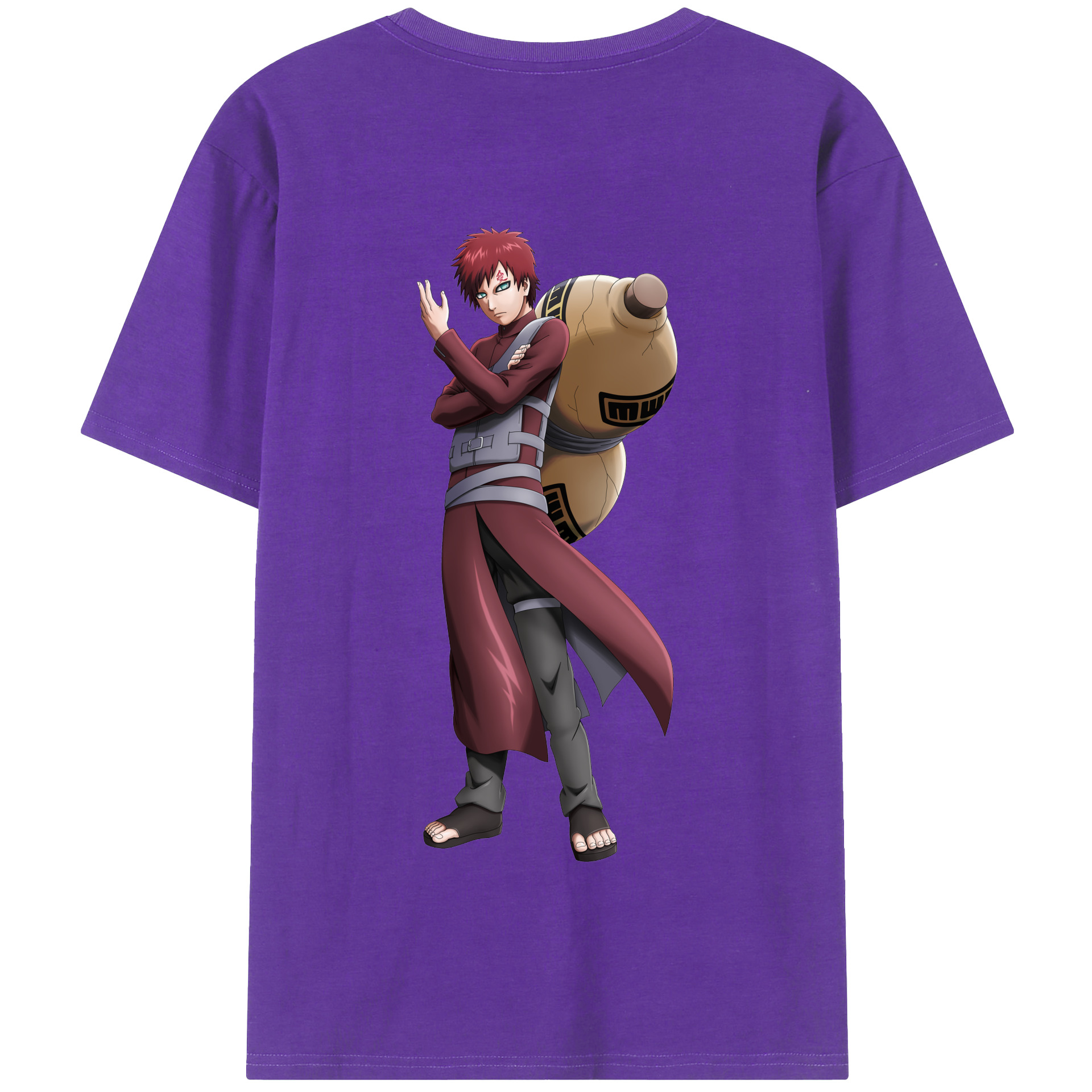 （画像用） NARUTO -ナルト- ガアラ Gaara 綿100％半袖Tシャツ（背面プリント）