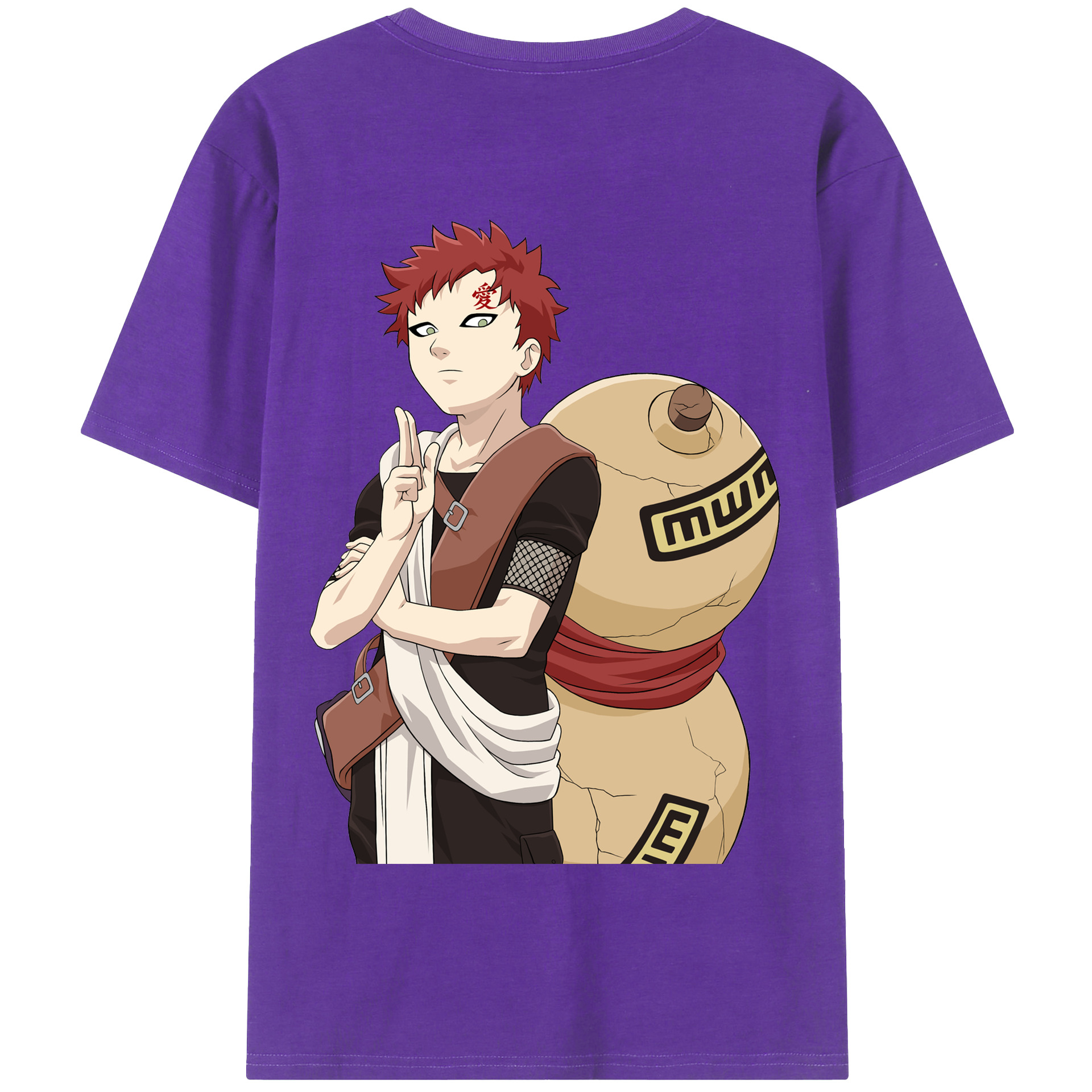 （画像用） NARUTO -ナルト- ガアラ Gaara 綿100％半袖Tシャツ（背面プリント）