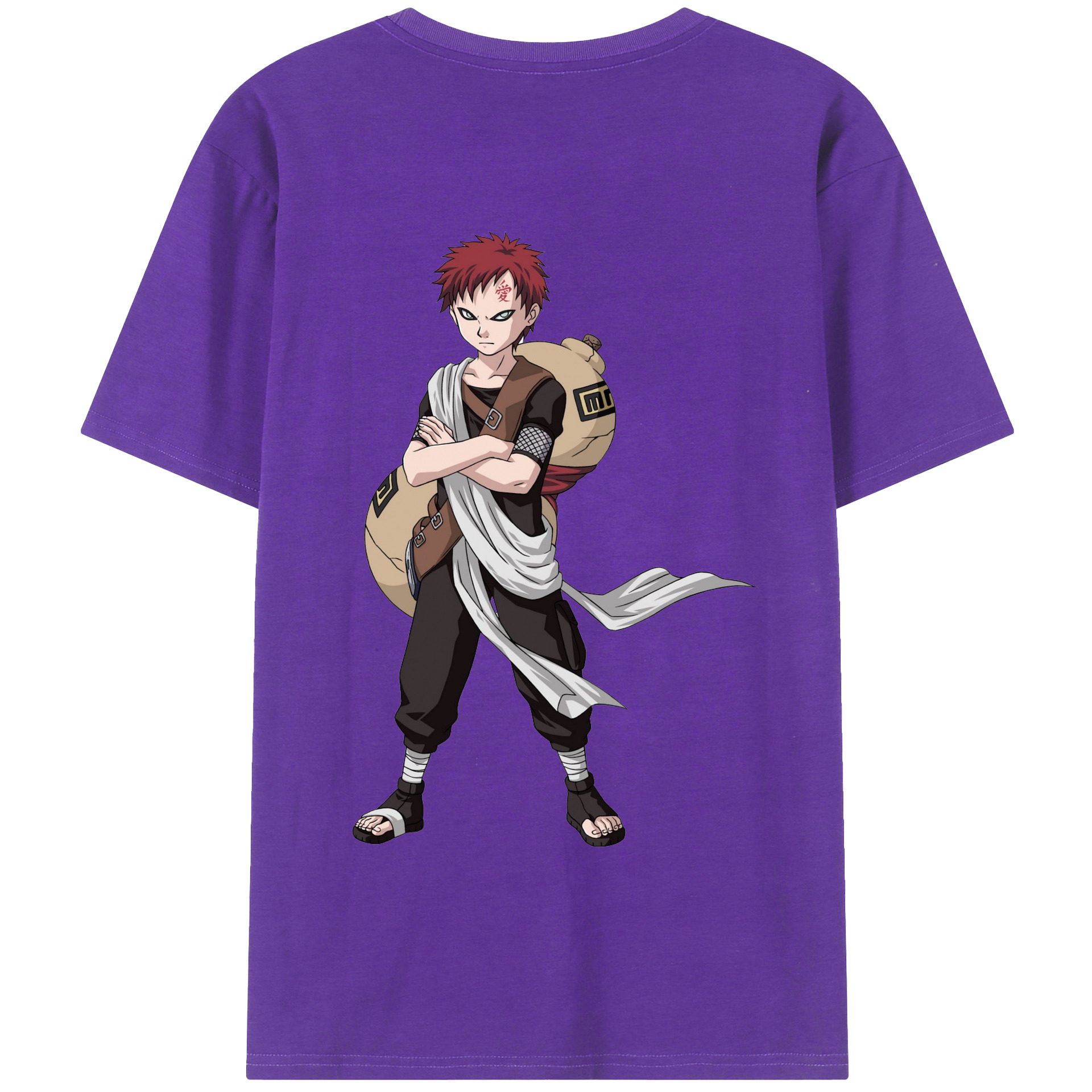 （画像用） NARUTO -ナルト- ガアラ Gaara 綿100％半袖Tシャツ（背面プリント）