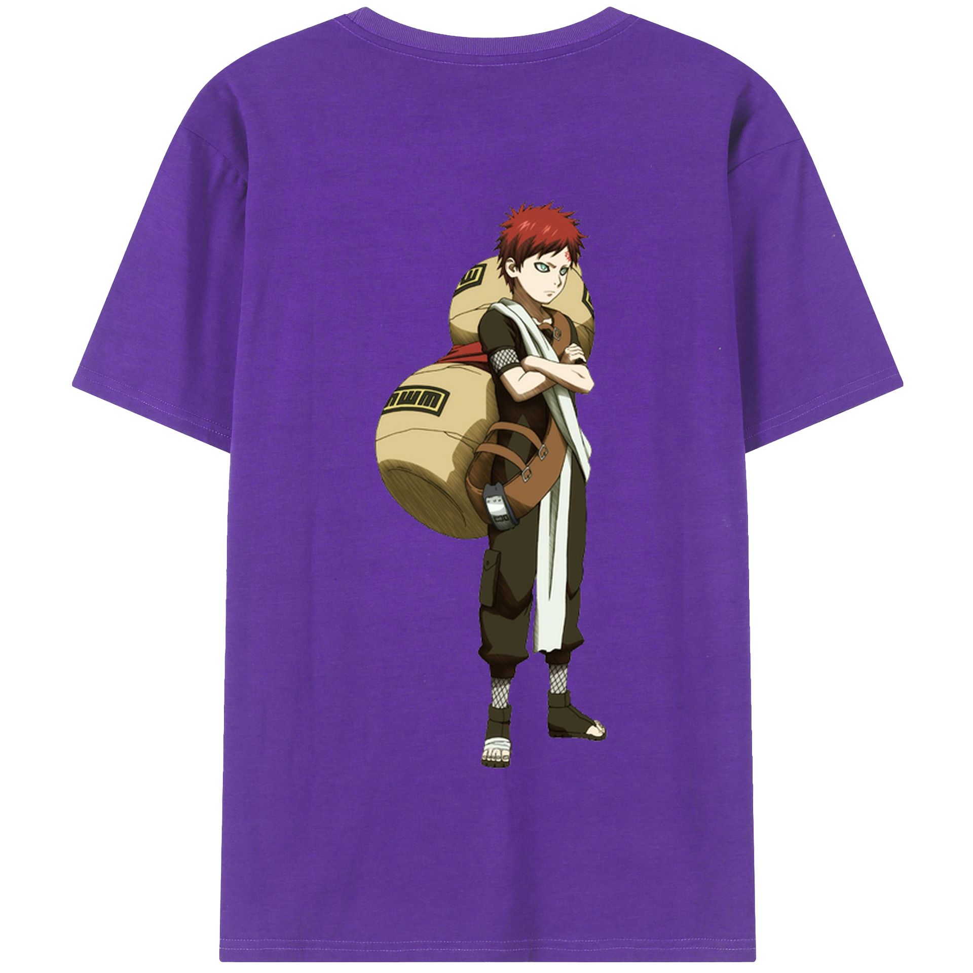 （画像用） NARUTO -ナルト- ガアラ Gaara 綿100％半袖Tシャツ（背面プリント）