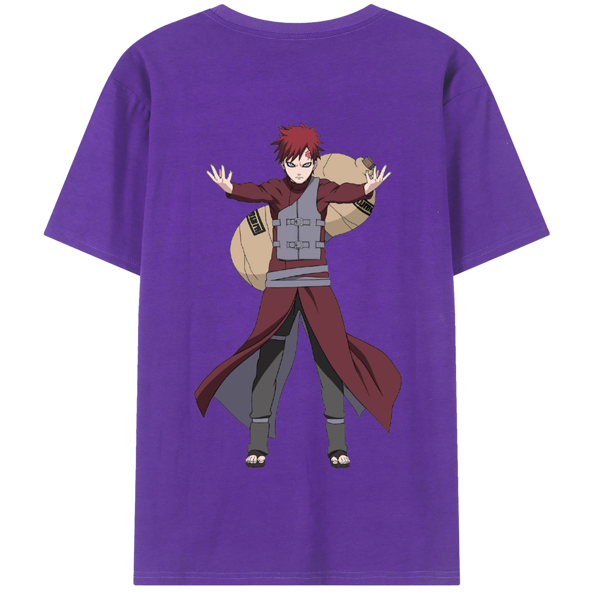 （画像用） NARUTO -ナルト- ガアラ Gaara 綿100％半袖Tシャツ（背面プリント）