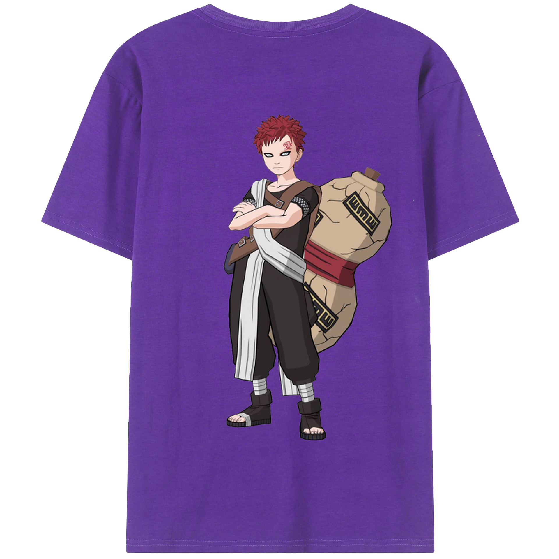 （画像用） NARUTO -ナルト- ガアラ Gaara 綿100％半袖Tシャツ（背面プリント）