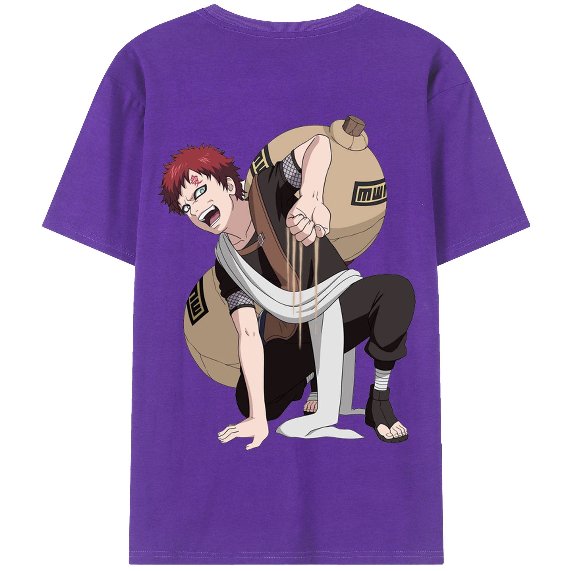 （画像用） NARUTO -ナルト- ガアラ Gaara 綿100％半袖Tシャツ（背面プリント）