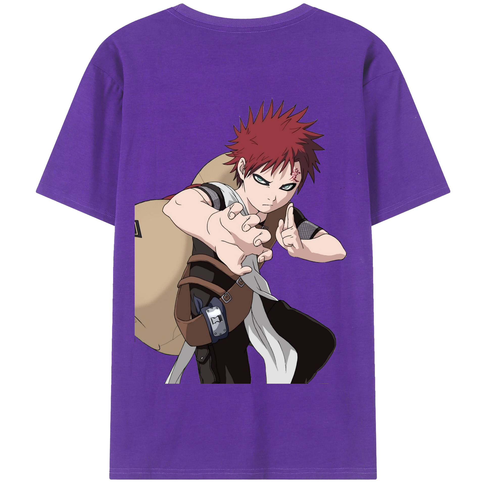 （画像用） NARUTO -ナルト- ガアラ Gaara 綿100％半袖Tシャツ（背面プリント）