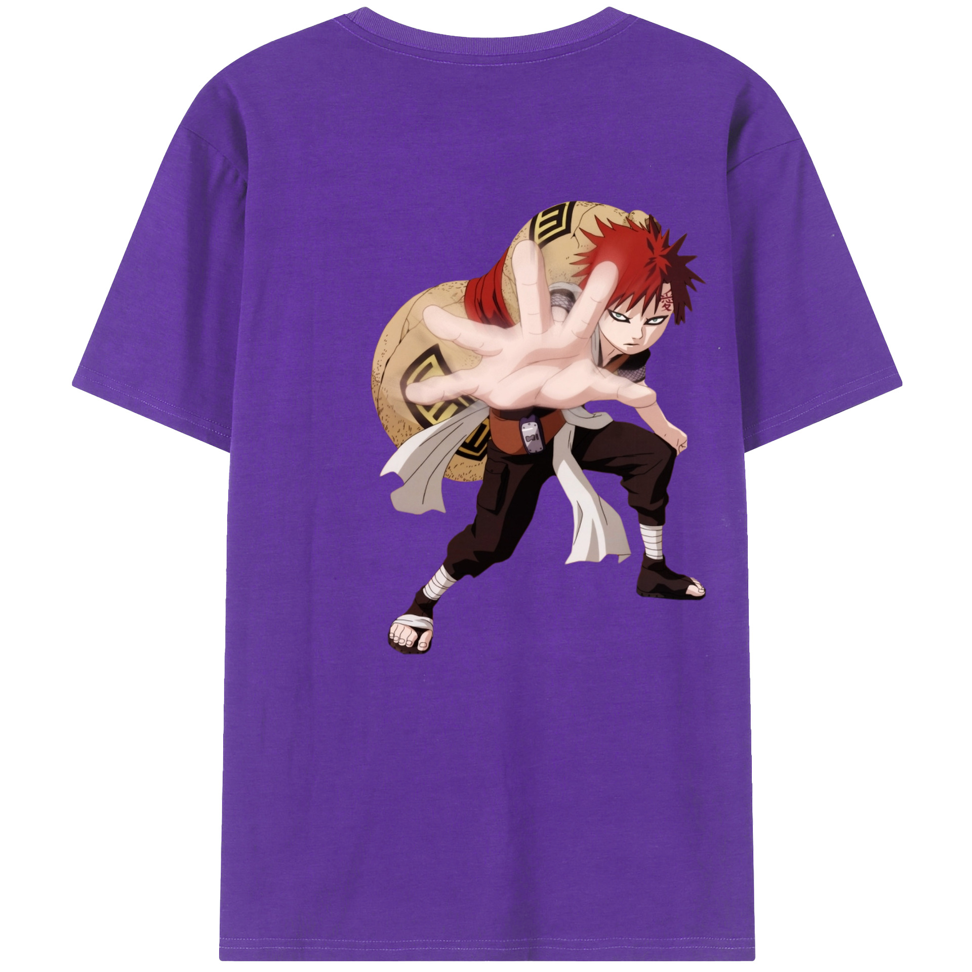 （画像用） NARUTO -ナルト- ガアラ Gaara 綿100％半袖Tシャツ（背面プリント）