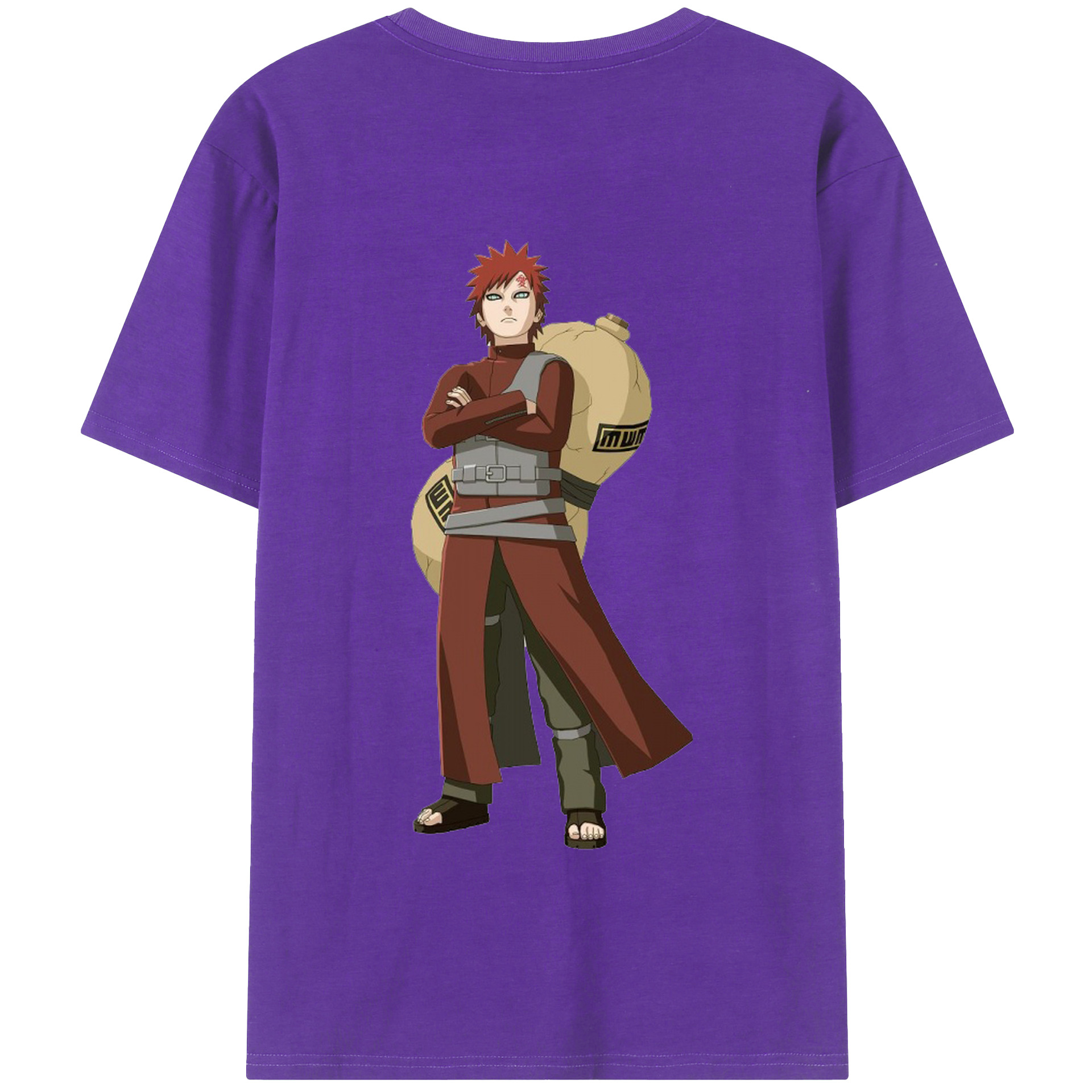 （画像用） NARUTO -ナルト- ガアラ Gaara 綿100％半袖Tシャツ（背面プリント）