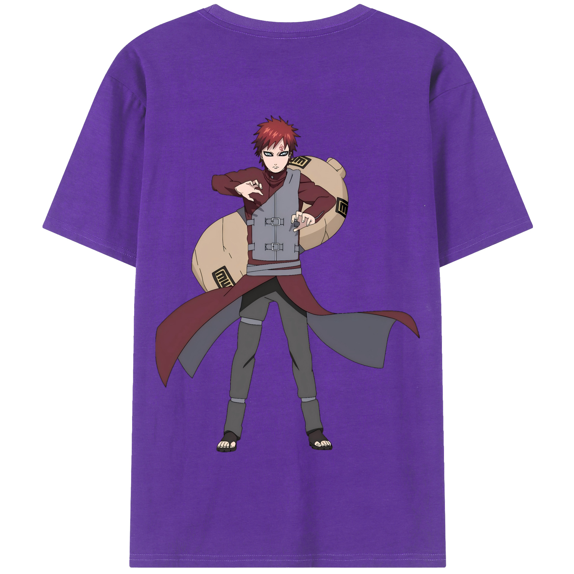 （画像用） NARUTO -ナルト- ガアラ Gaara 綿100％半袖Tシャツ（背面プリント）