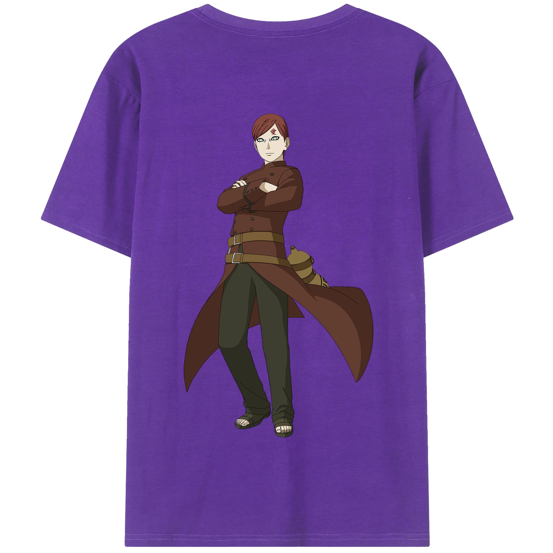 （画像用） NARUTO -ナルト- ガアラ Gaara 綿100％半袖Tシャツ（背面プリント）