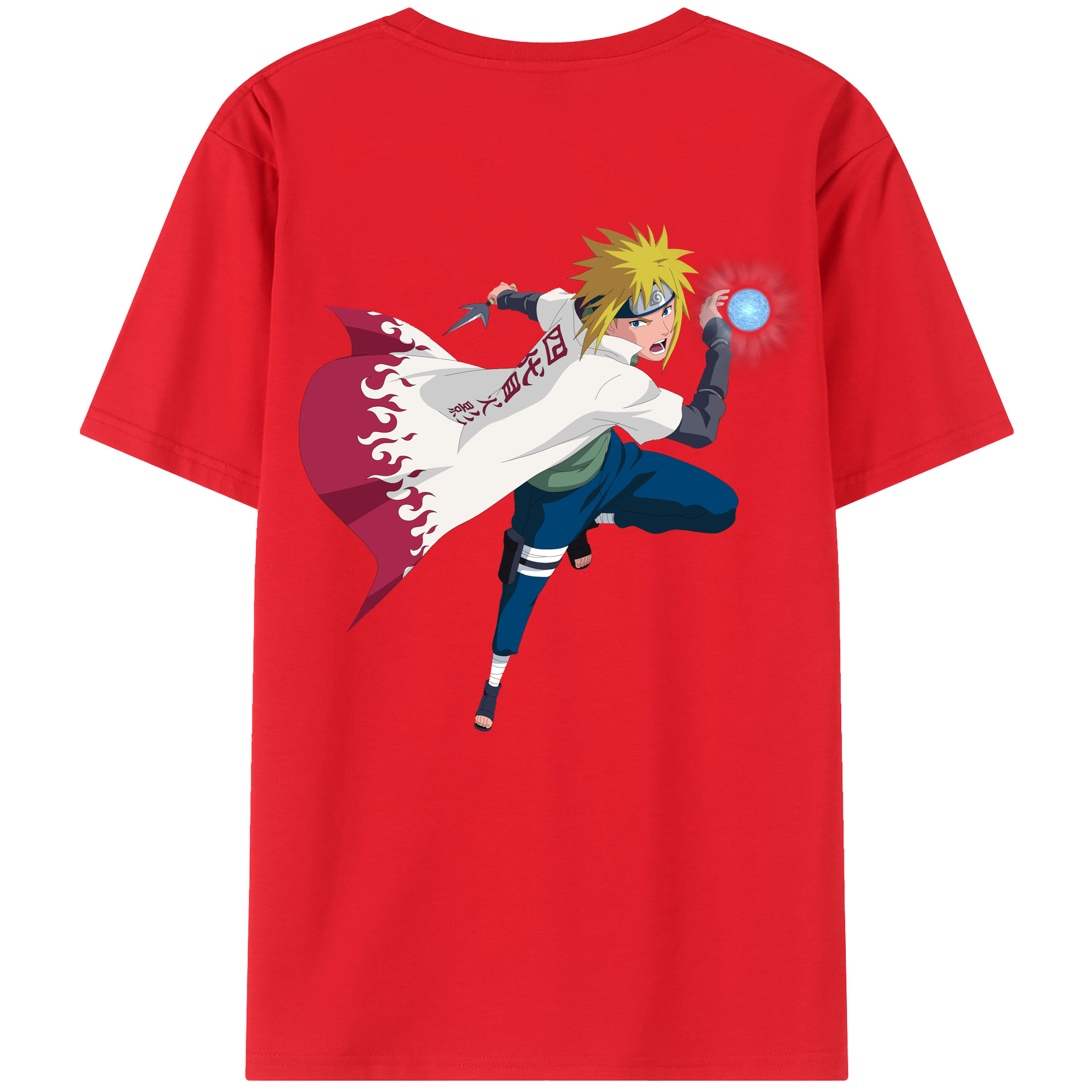 （画像用） NARUTO -ナルト- 波風 ミナト Namikaze Minato 綿100％半袖Tシャツ（背面プリント）