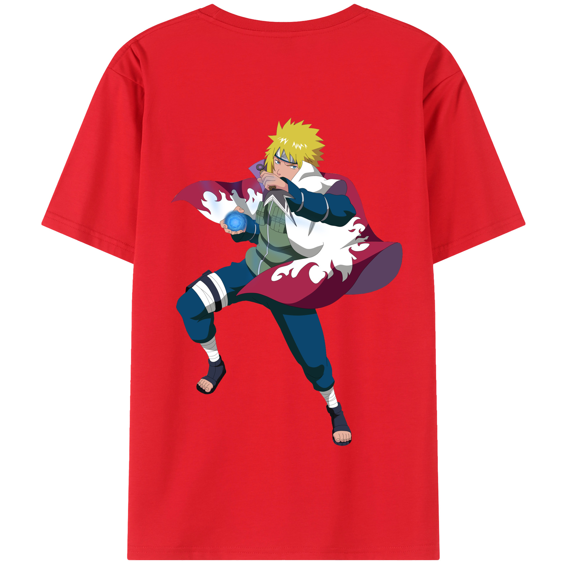 （画像用） NARUTO -ナルト- 波風 ミナト Namikaze Minato 綿100％半袖Tシャツ（背面プリント）