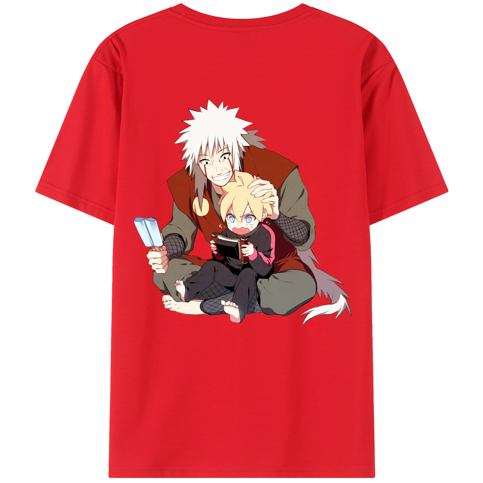 （画像用） NARUTO -ナルト- 自来也（じらいや） Jiraiya 綿100％半袖Tシャツ（背面プリント）