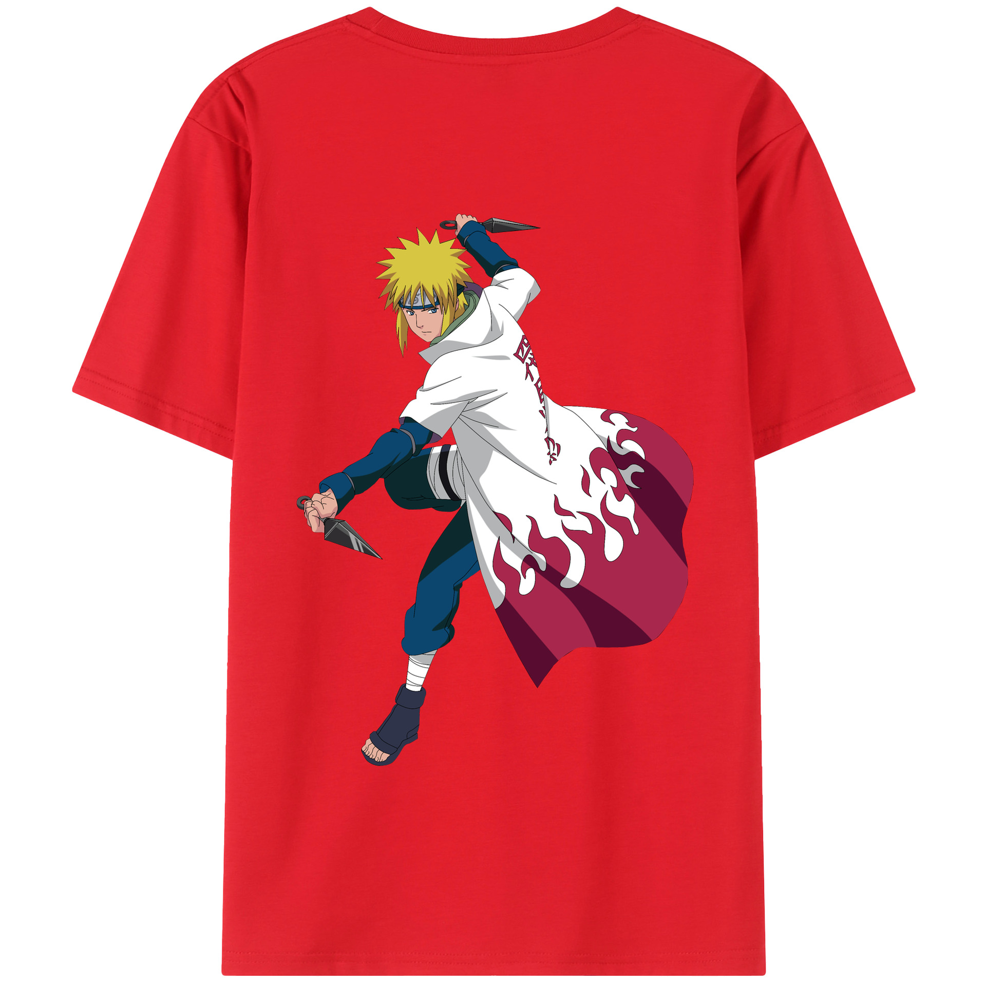 （画像用） NARUTO -ナルト- 波風 ミナト Namikaze Minato 綿100％半袖Tシャツ（背面プリント）