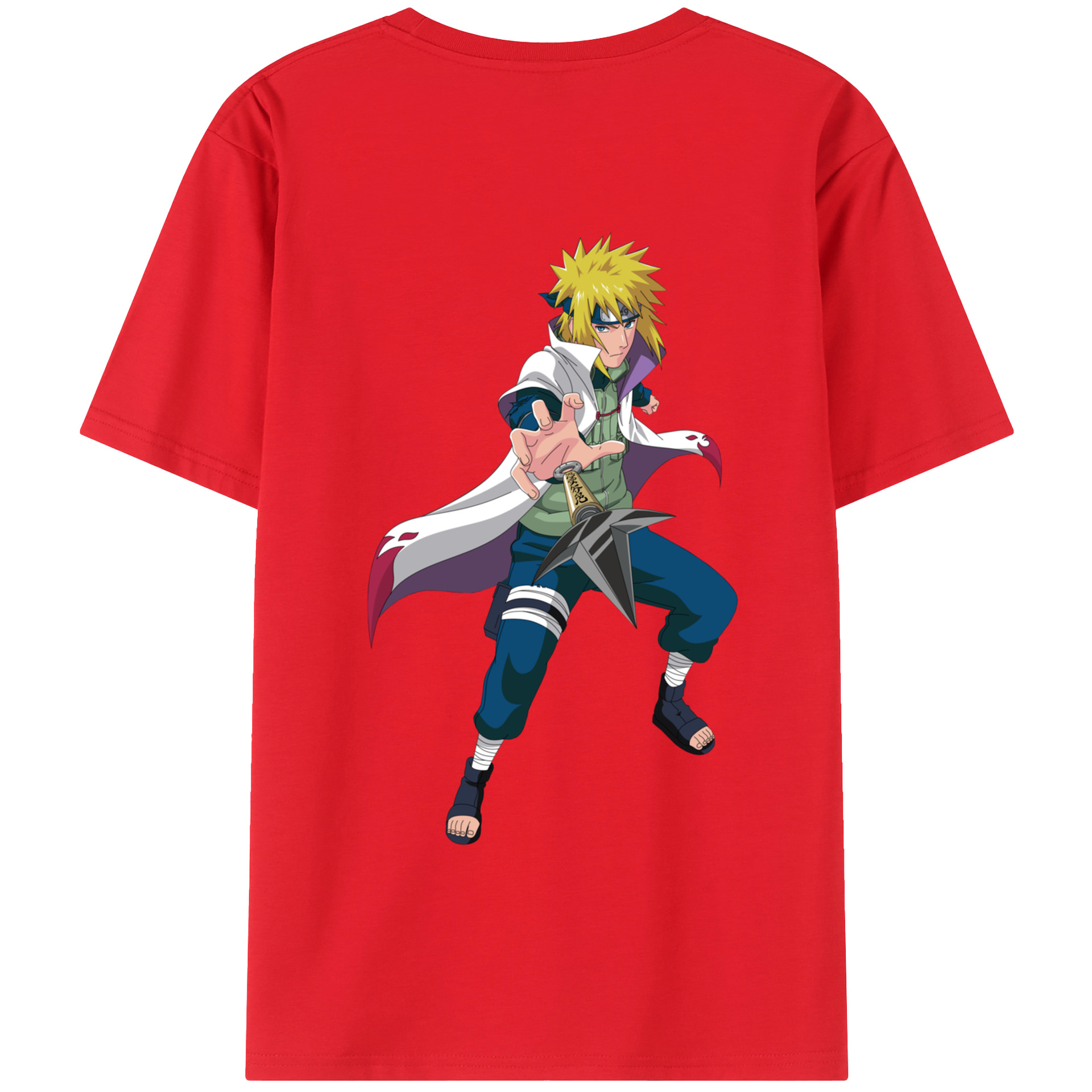 （画像用） NARUTO -ナルト- 波風 ミナト Namikaze Minato 綿100％半袖Tシャツ（背面プリント）