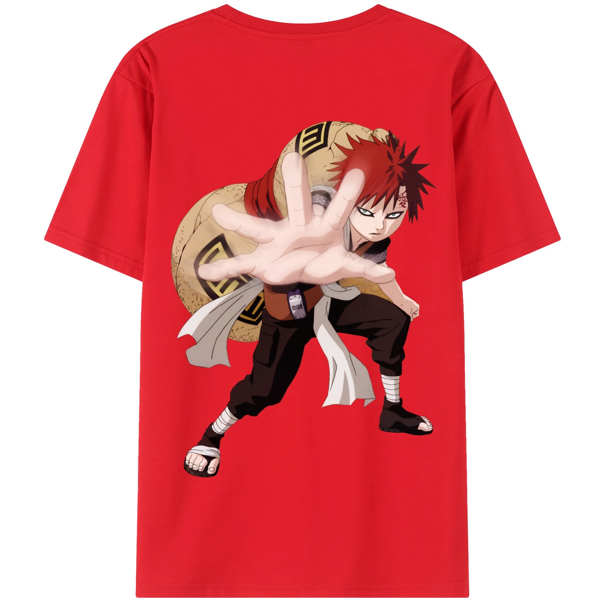 （画像用） NARUTO -ナルト- ガアラ Gaara 綿100％半袖Tシャツ（背面プリント）