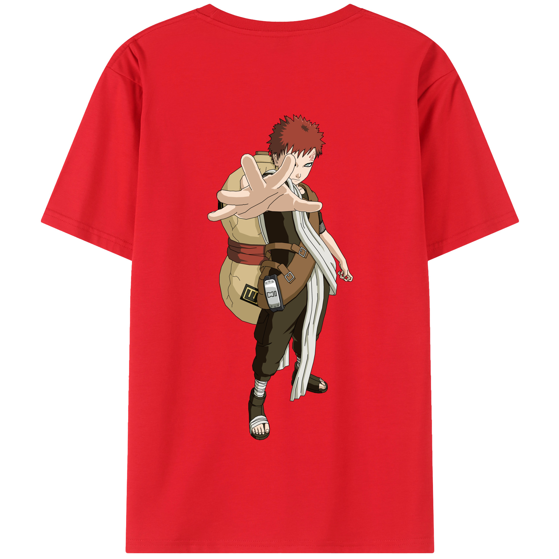 （画像用） NARUTO -ナルト- ガアラ Gaara 綿100％半袖Tシャツ（背面プリント）