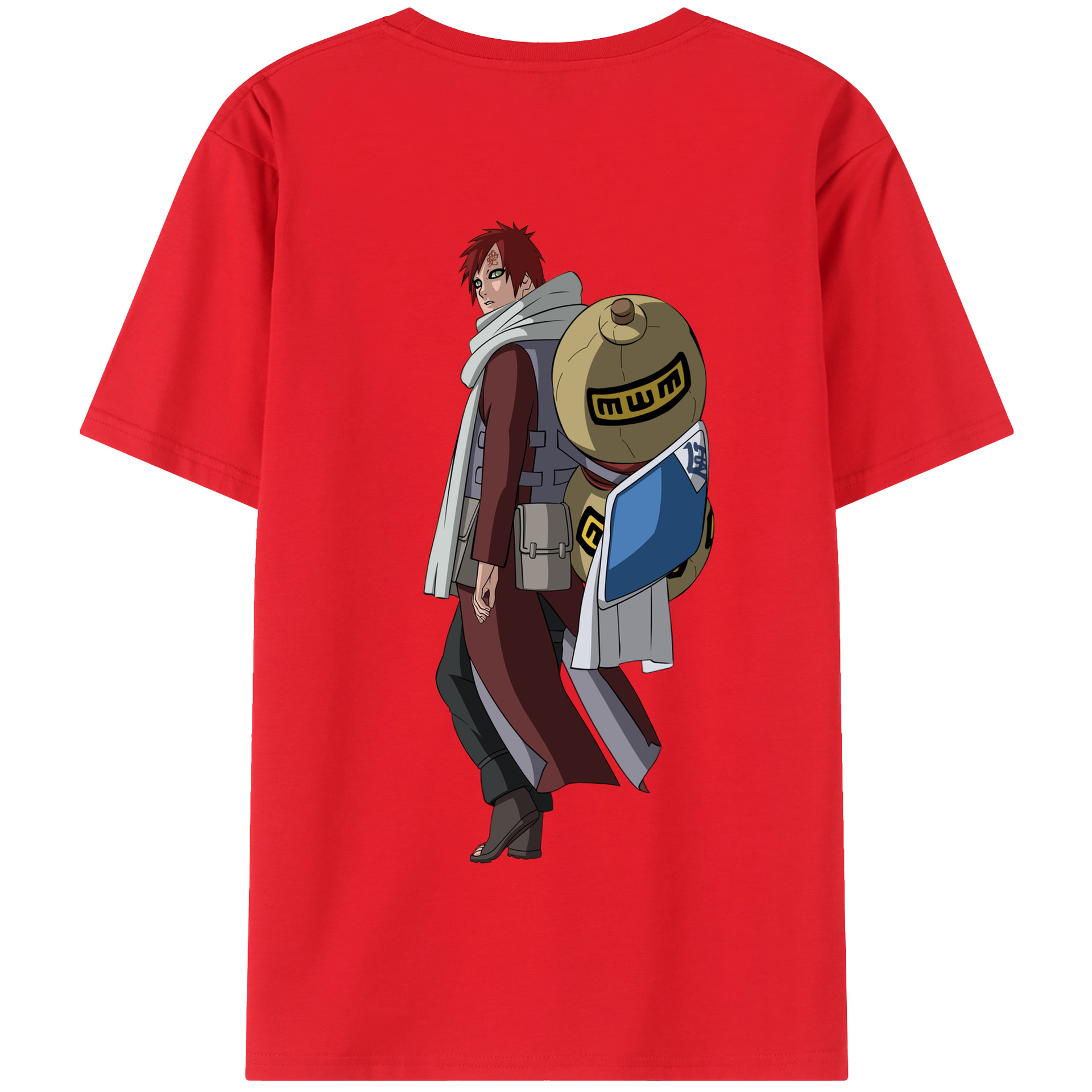 （画像用） NARUTO -ナルト- ガアラ Gaara 綿100％半袖Tシャツ（背面プリント）