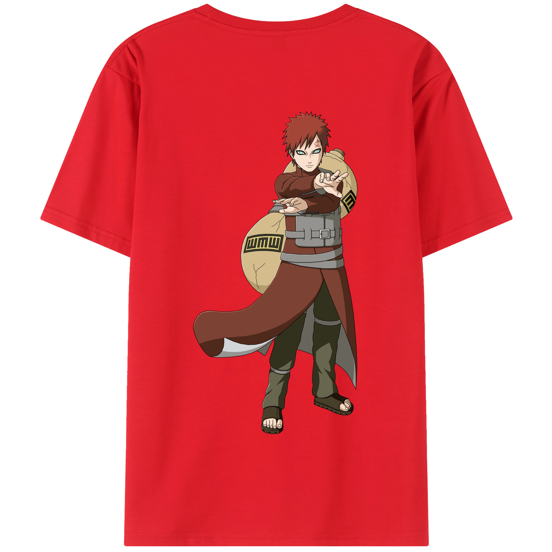 （画像用） NARUTO -ナルト- ガアラ Gaara 綿100％半袖Tシャツ（背面プリント）
