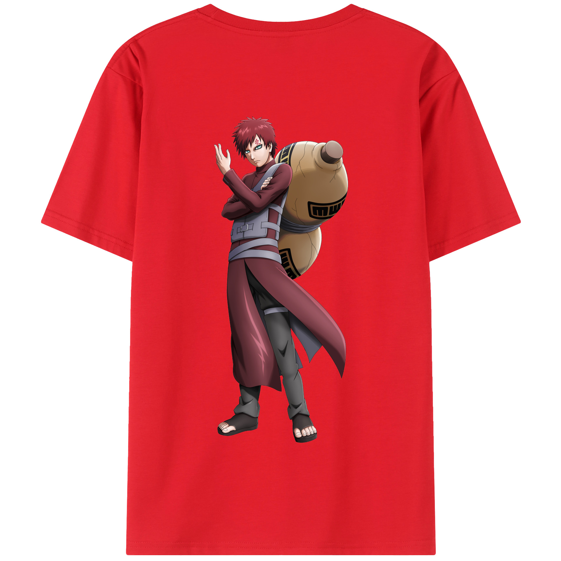 （画像用） NARUTO -ナルト- ガアラ Gaara 綿100％半袖Tシャツ（背面プリント）