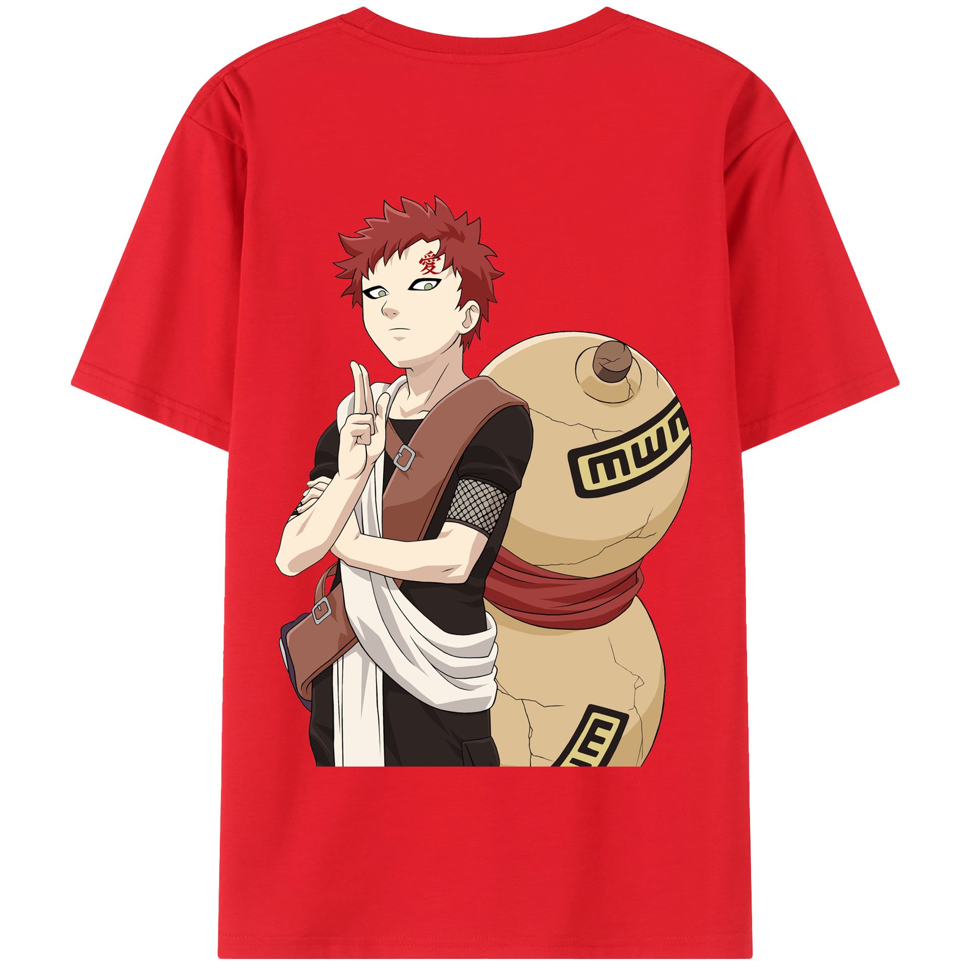 （画像用） NARUTO -ナルト- ガアラ Gaara 綿100％半袖Tシャツ（背面プリント）