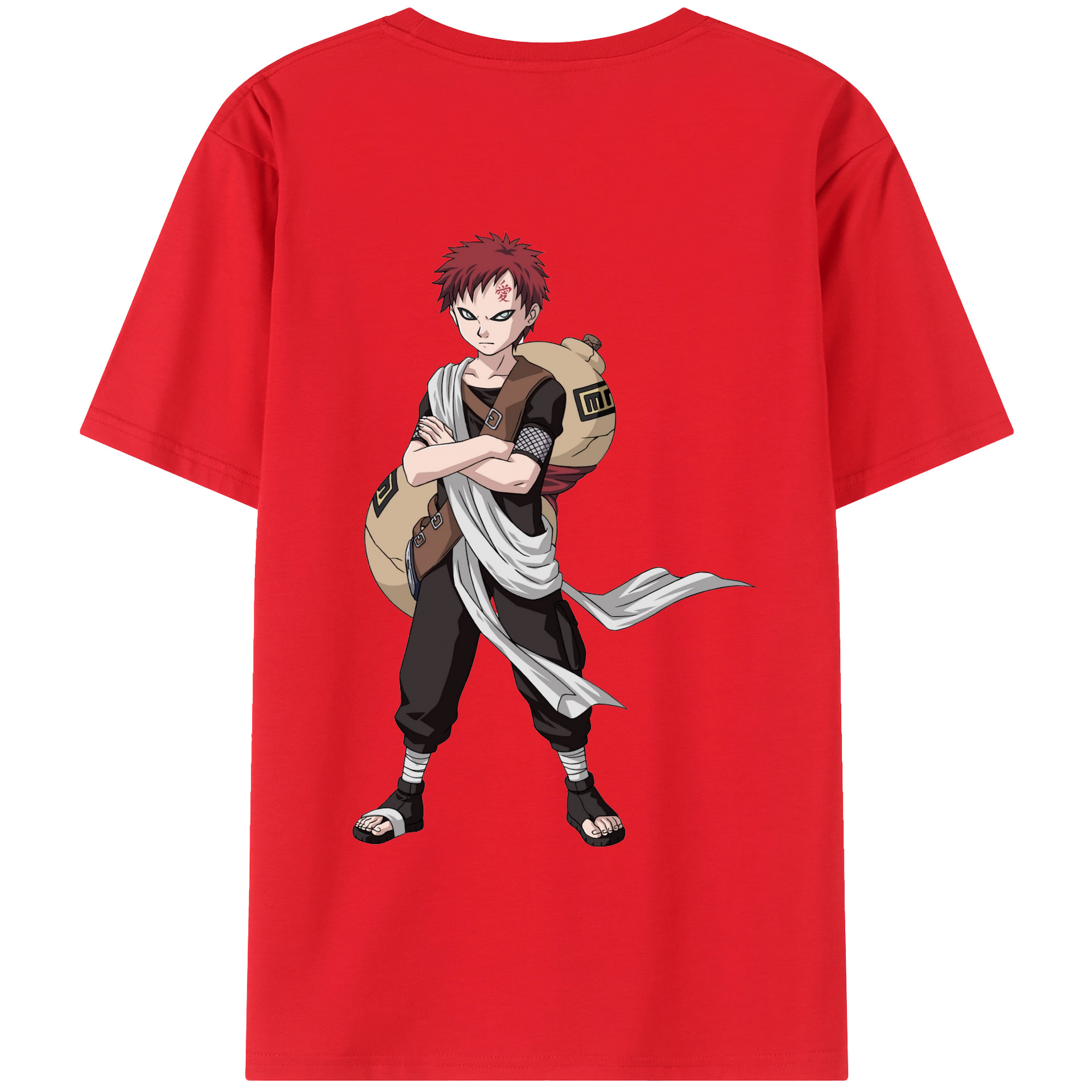 （画像用） NARUTO -ナルト- ガアラ Gaara 綿100％半袖Tシャツ（背面プリント）