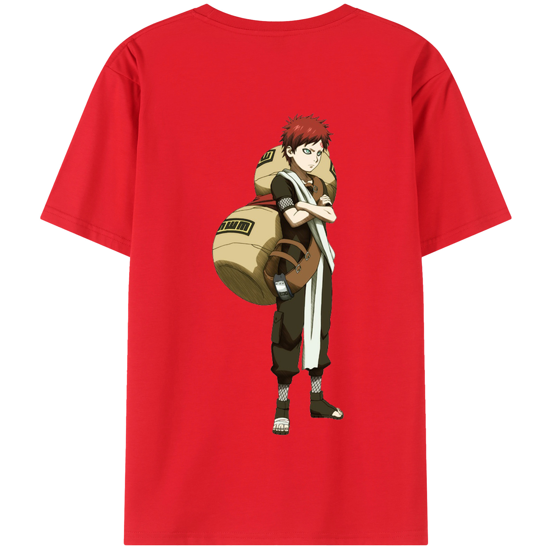 （画像用） NARUTO -ナルト- ガアラ Gaara 綿100％半袖Tシャツ（背面プリント）