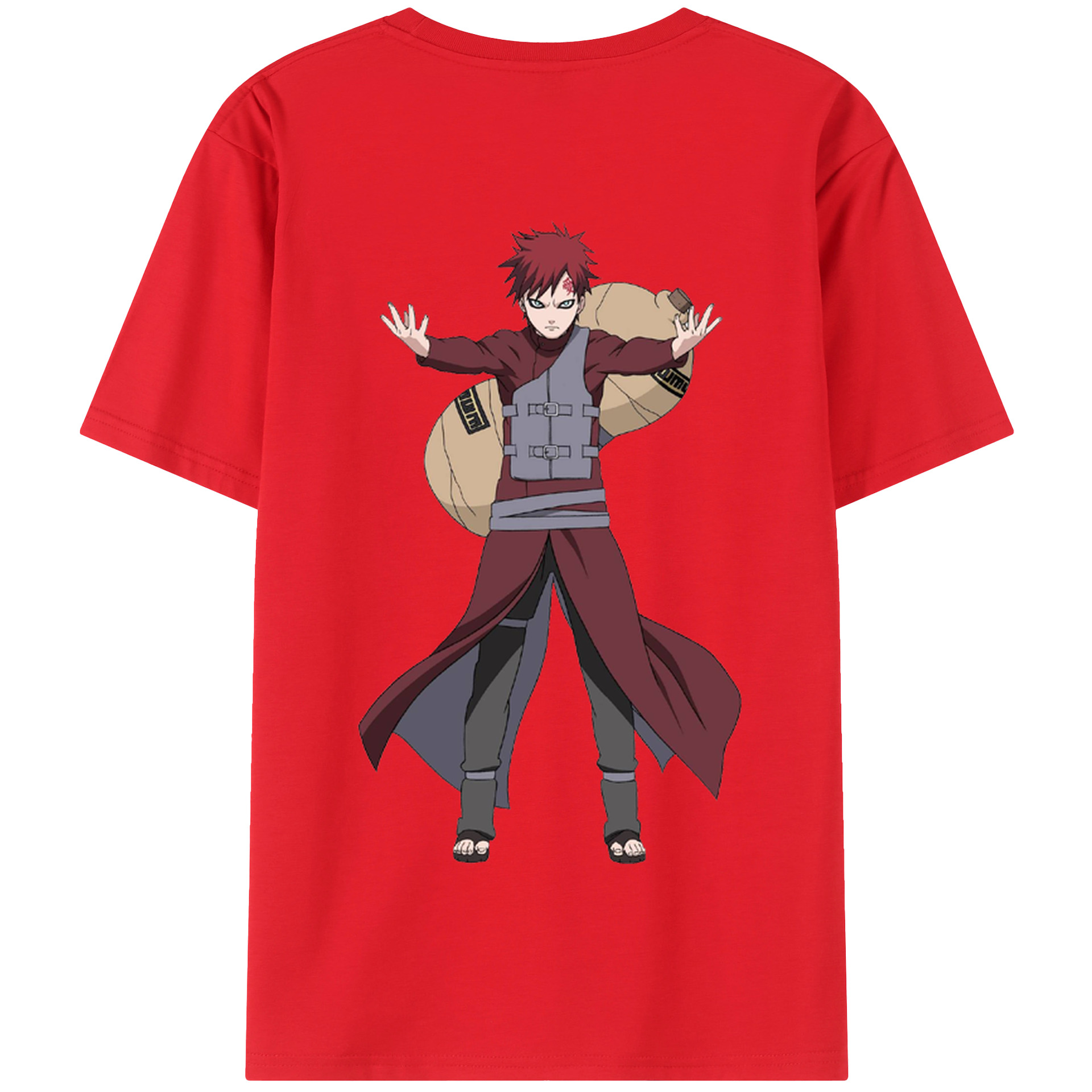 （画像用） NARUTO -ナルト- ガアラ Gaara 綿100％半袖Tシャツ（背面プリント）