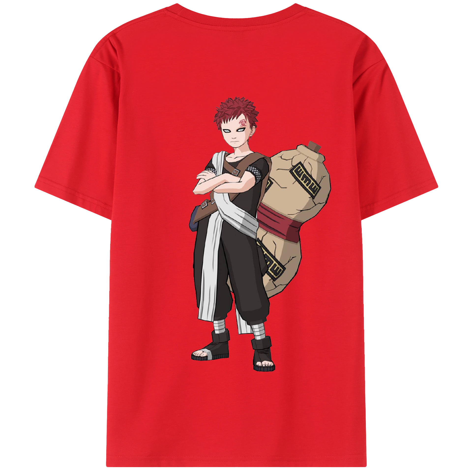 （画像用） NARUTO -ナルト- ガアラ Gaara 綿100％半袖Tシャツ（背面プリント）