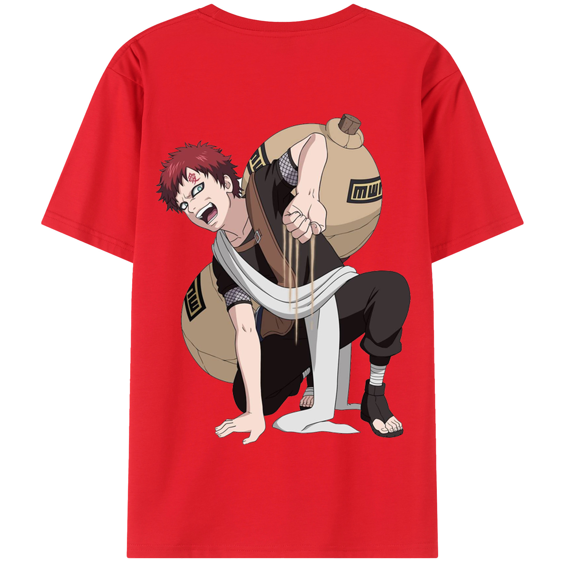 （画像用） NARUTO -ナルト- ガアラ Gaara 綿100％半袖Tシャツ（背面プリント）