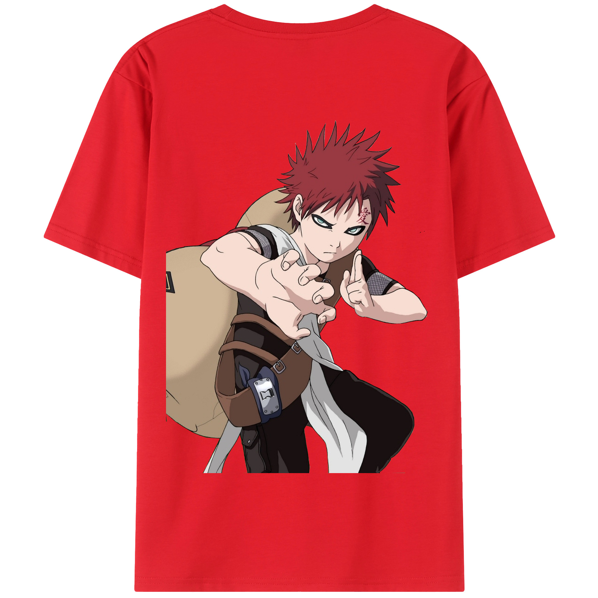 （画像用） NARUTO -ナルト- ガアラ Gaara 綿100％半袖Tシャツ（背面プリント）