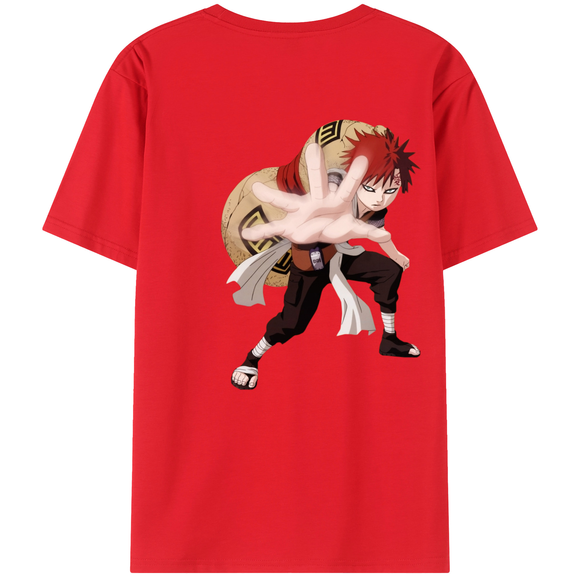 （画像用） NARUTO -ナルト- ガアラ Gaara 綿100％半袖Tシャツ（背面プリント）