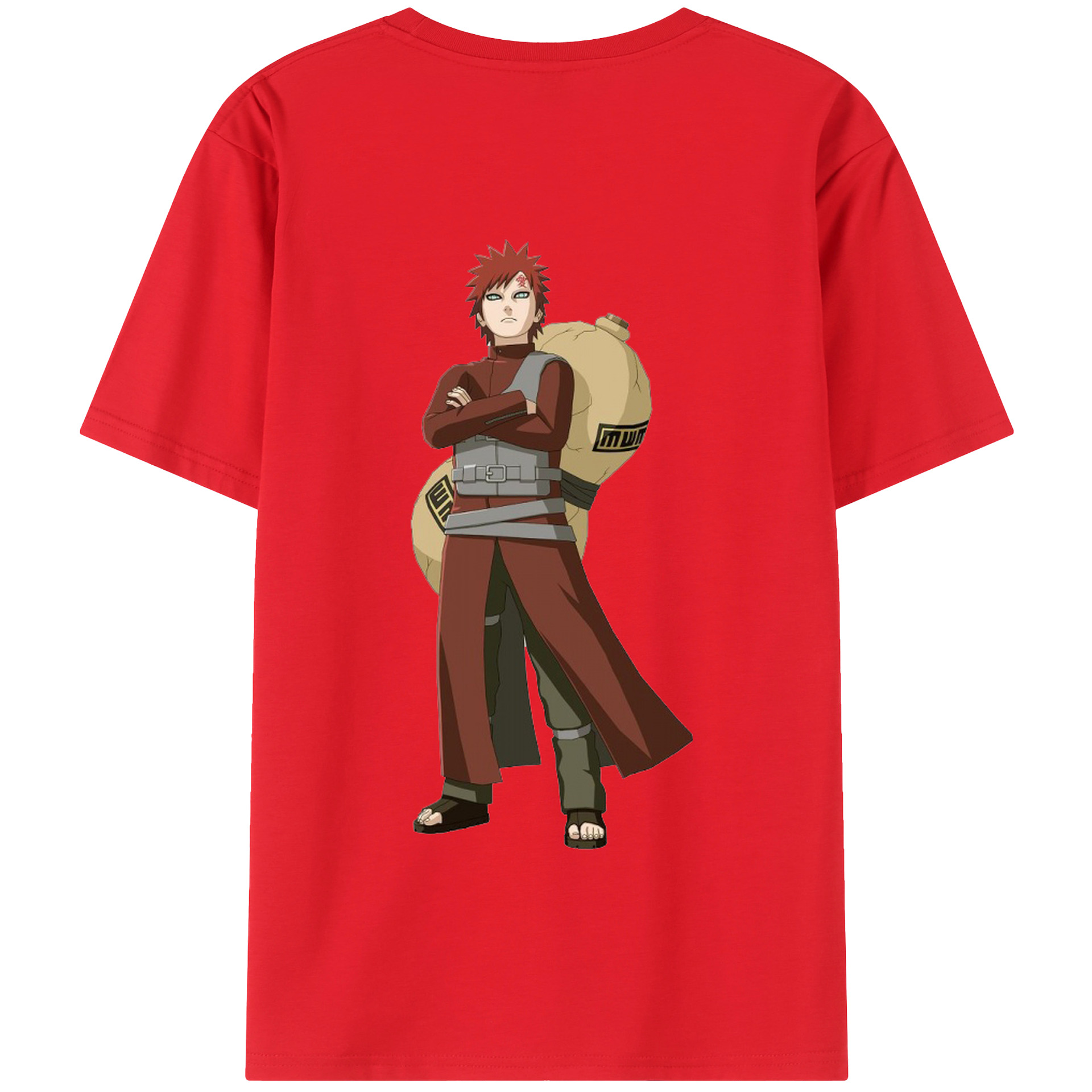 （画像用） NARUTO -ナルト- ガアラ Gaara 綿100％半袖Tシャツ（背面プリント）