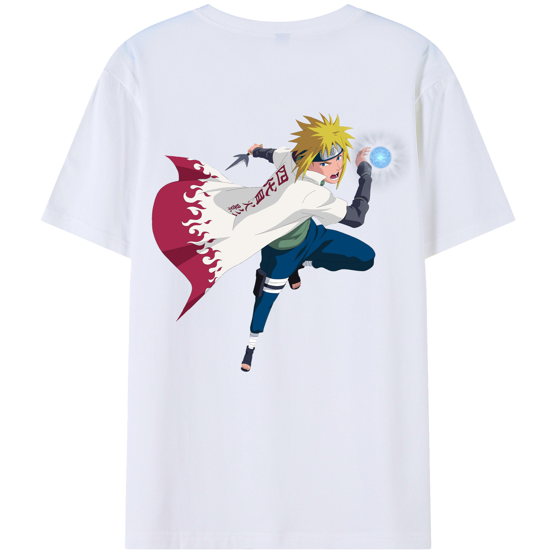 （画像用） NARUTO -ナルト- 波風 ミナト Namikaze Minato 綿100％半袖Tシャツ（背面プリント）