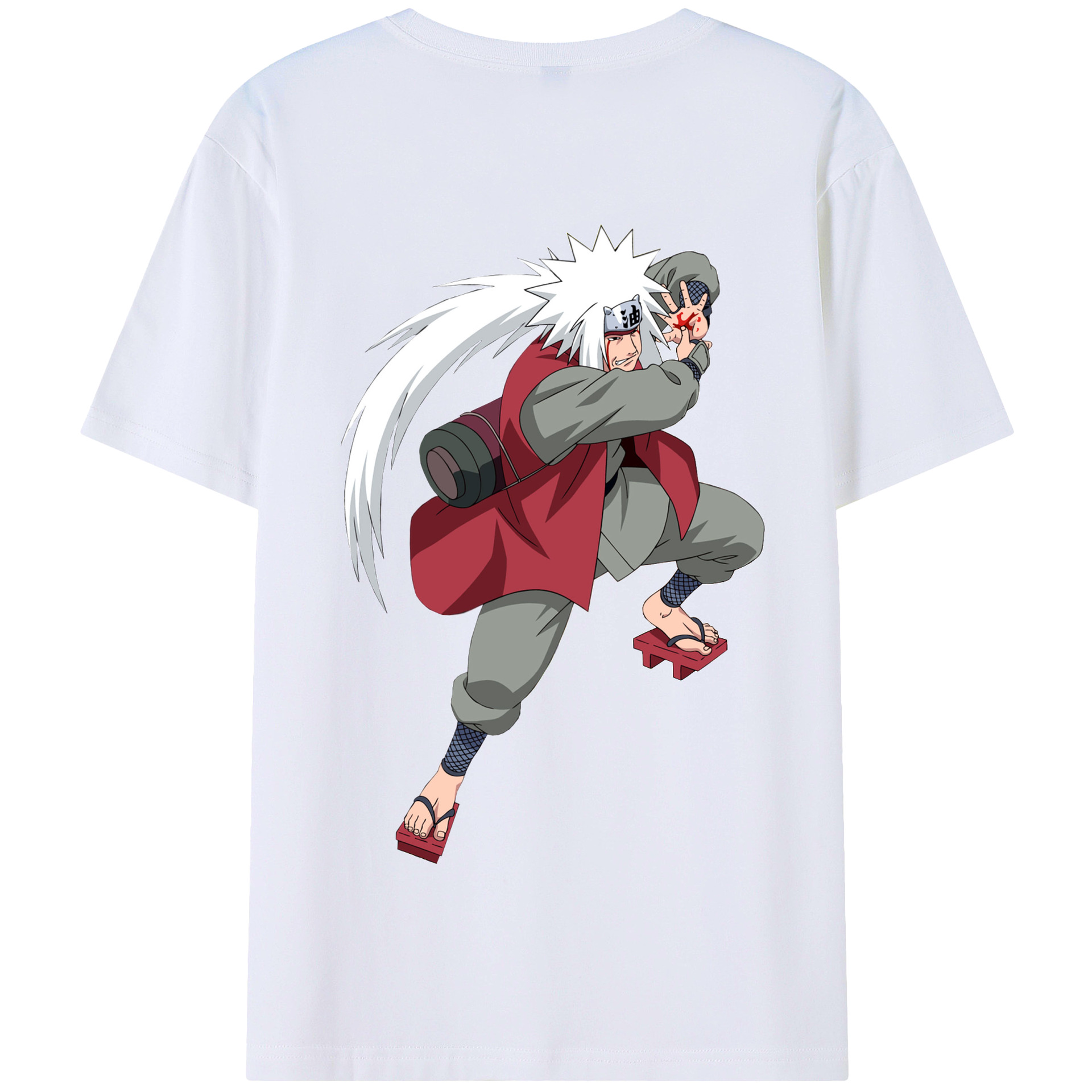 （画像用） NARUTO -ナルト- 自来也（じらいや） Jiraiya 綿100％半袖Tシャツ（背面プリント）