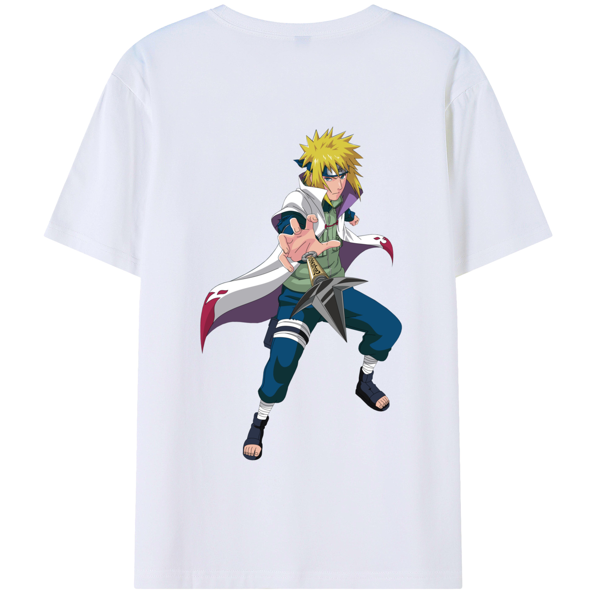 （画像用） NARUTO -ナルト- 波風 ミナト Namikaze Minato 綿100％半袖Tシャツ（背面プリント）