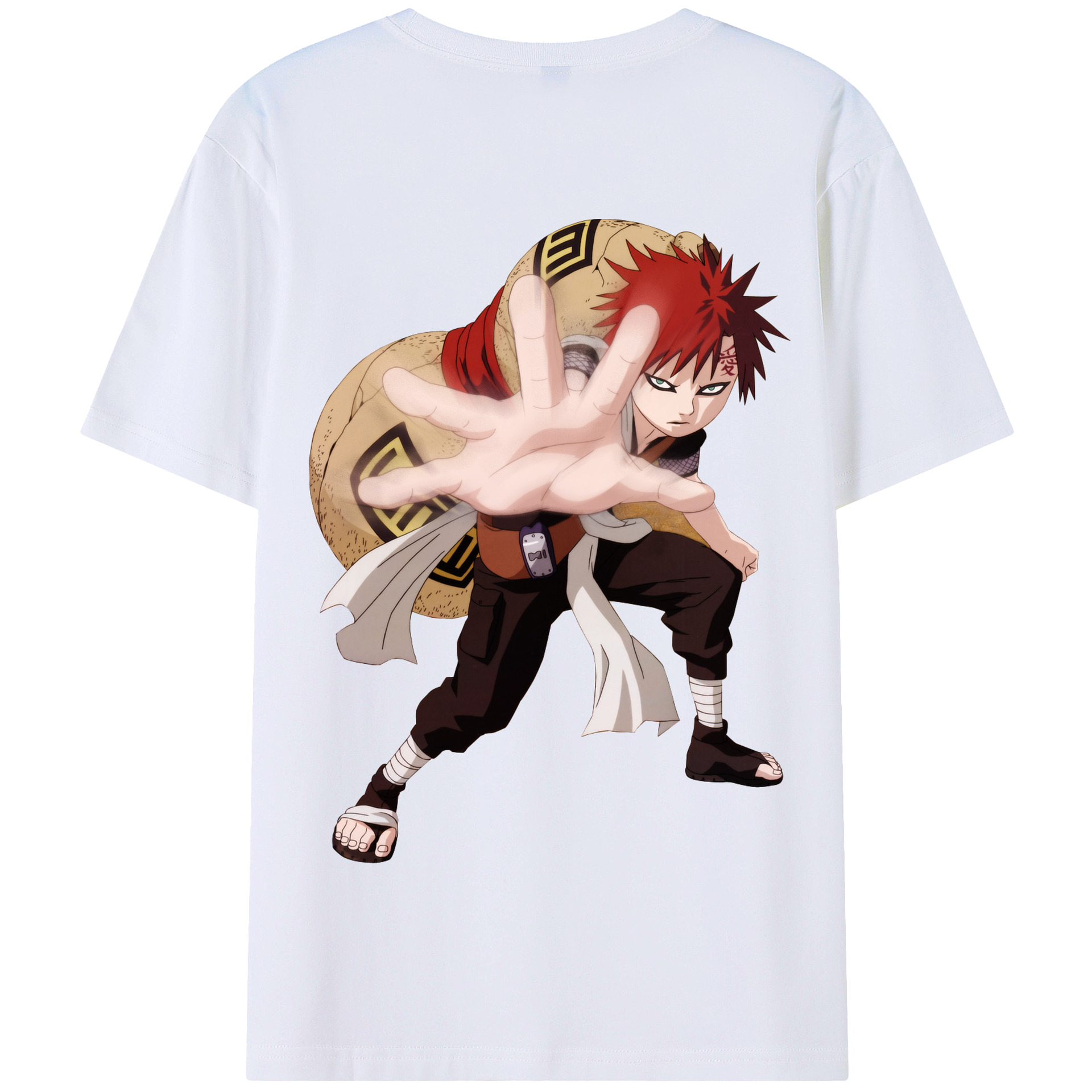 （画像用） NARUTO -ナルト- ガアラ Gaara 綿100％半袖Tシャツ（背面プリント）