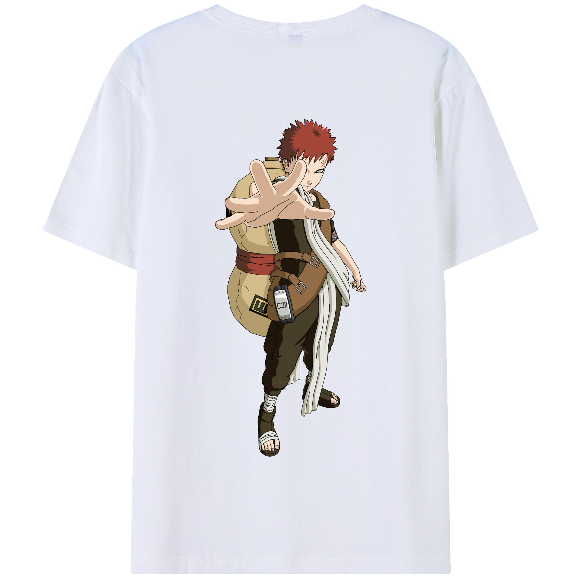 （画像用） NARUTO -ナルト- ガアラ Gaara 綿100％半袖Tシャツ（背面プリント）
