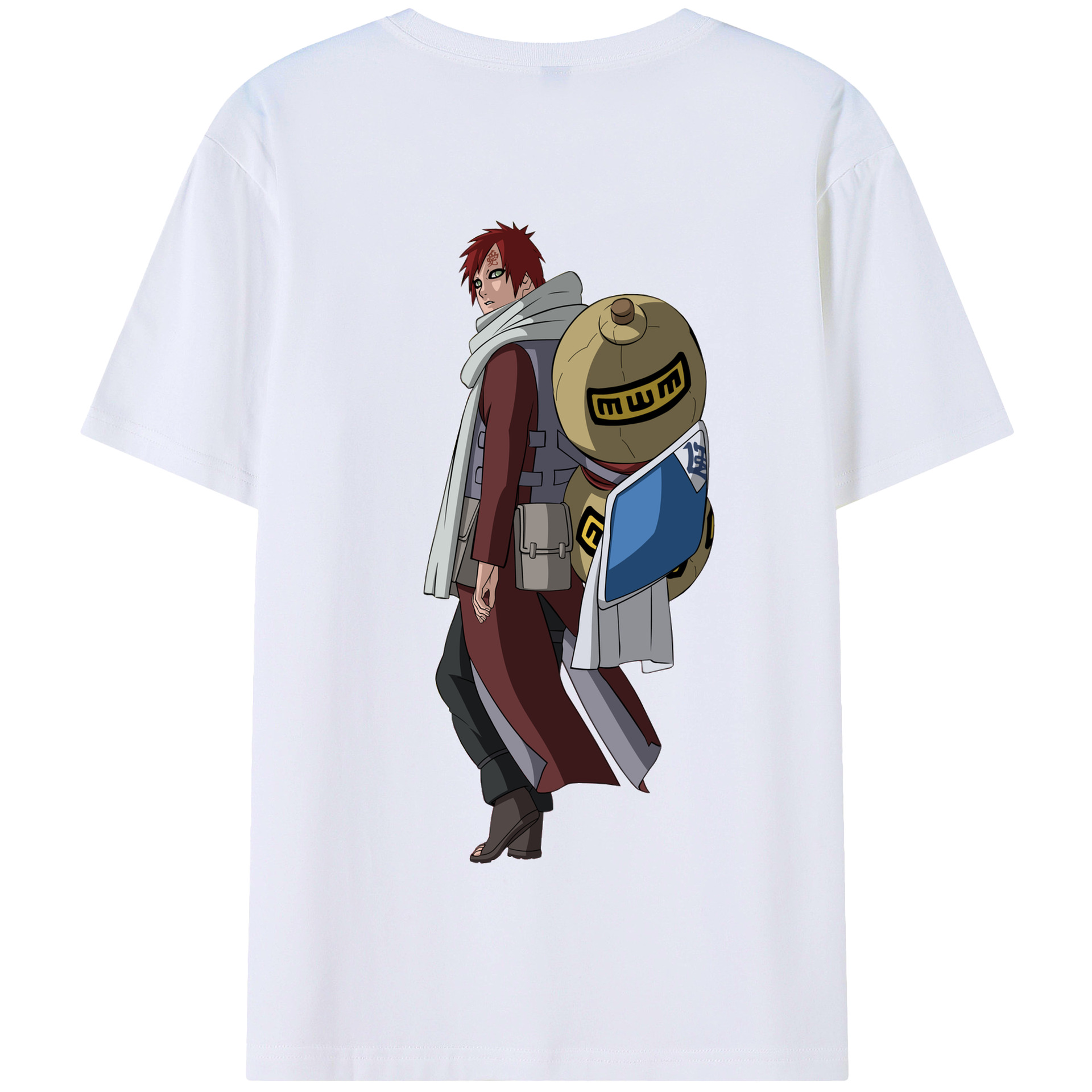 （画像用） NARUTO -ナルト- ガアラ Gaara 綿100％半袖Tシャツ（背面プリント）