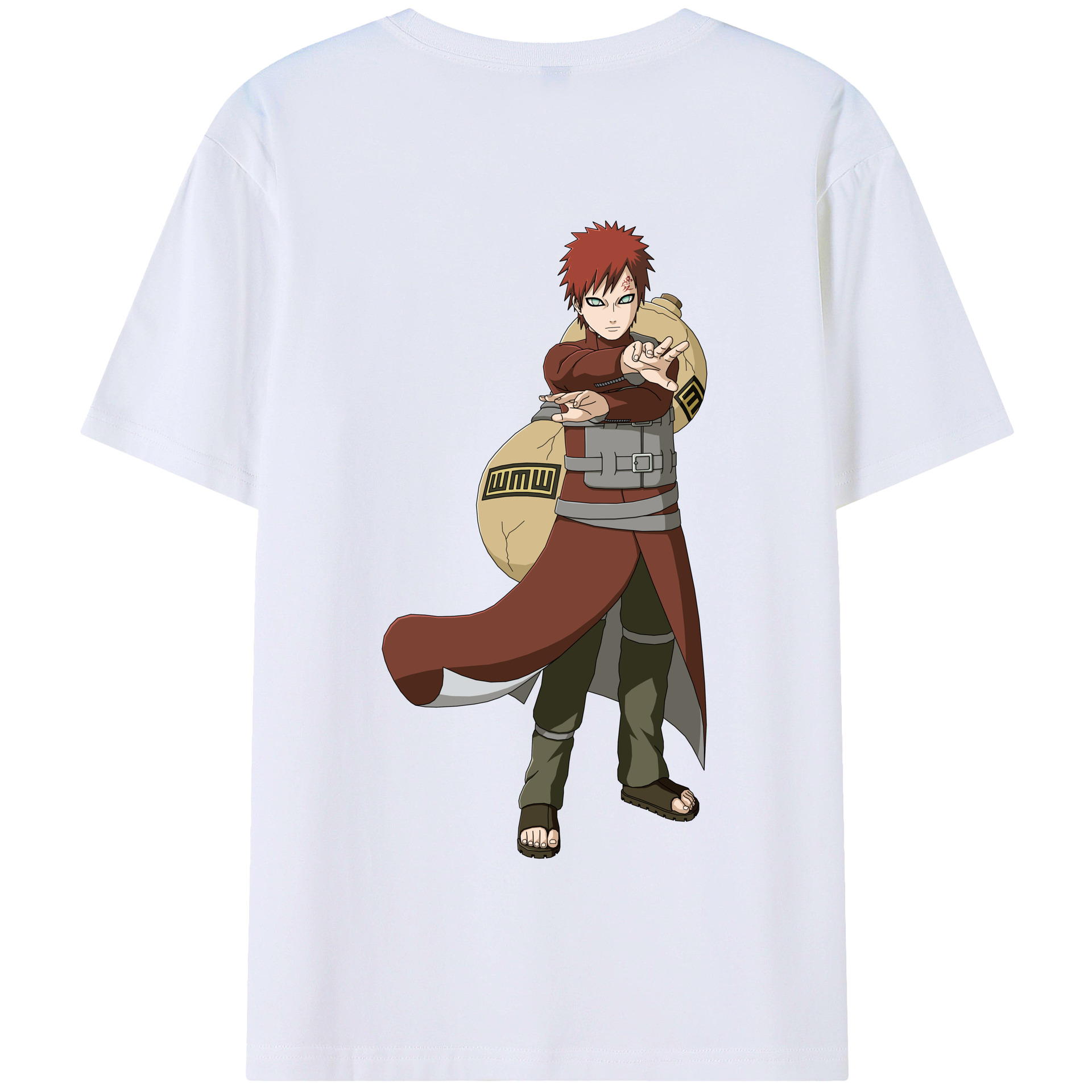（画像用） NARUTO -ナルト- ガアラ Gaara 綿100％半袖Tシャツ（背面プリント）