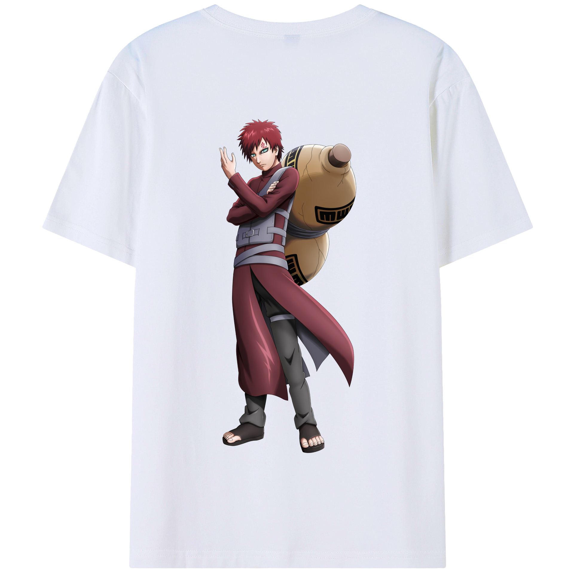 （画像用） NARUTO -ナルト- ガアラ Gaara 綿100％半袖Tシャツ（背面プリント）